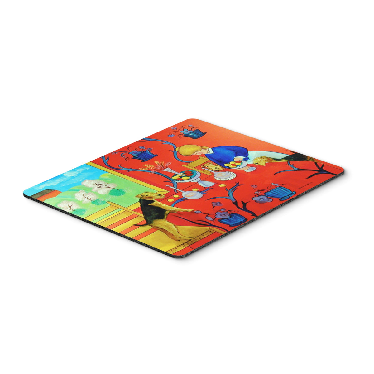 Caroline'S Treasures Airedale Terrier With Lady In The Kitchen Mouse Pad/Hot Pad/Trivet (7212Mp)