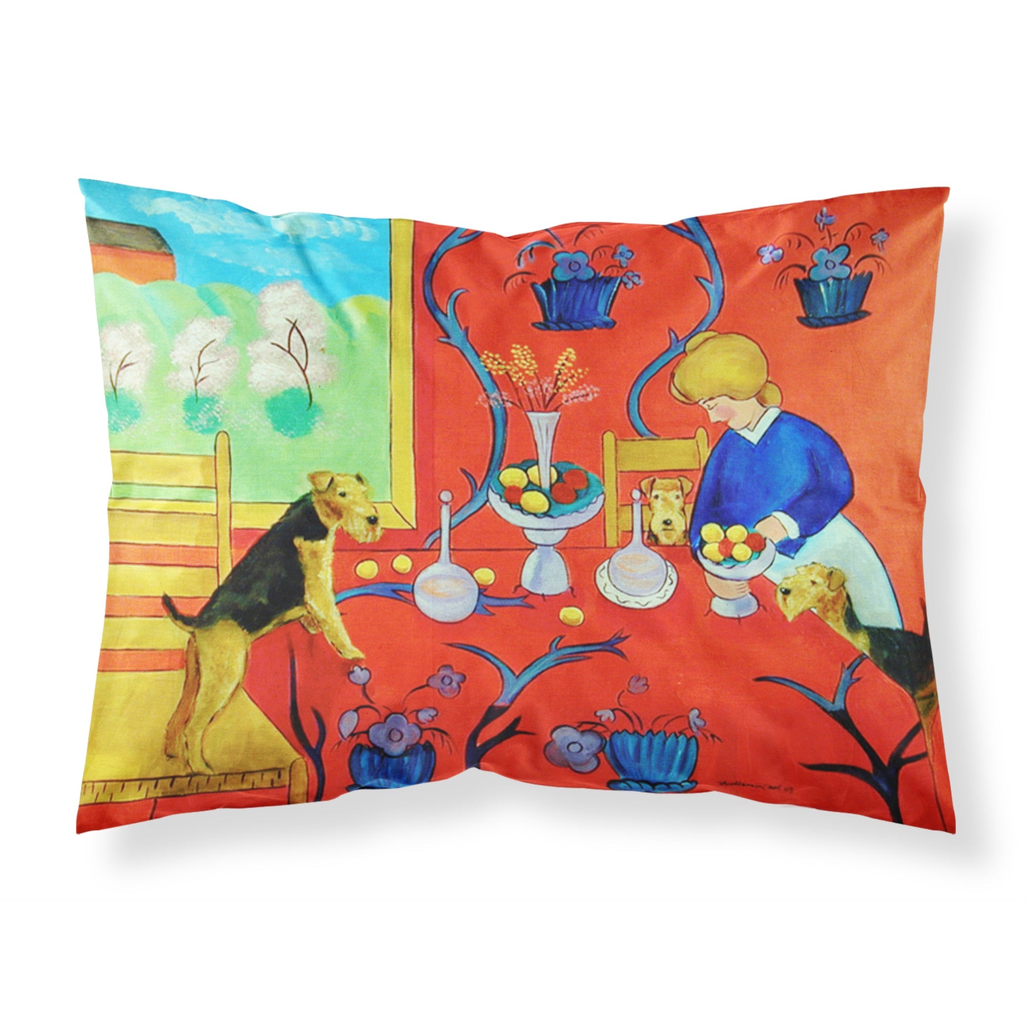 Caroline'S Treasures 7212Pillowcase Airedale Terrier With Lady Moisture Wicking Fabric Standard Pillowcase, Large, Multicolor,