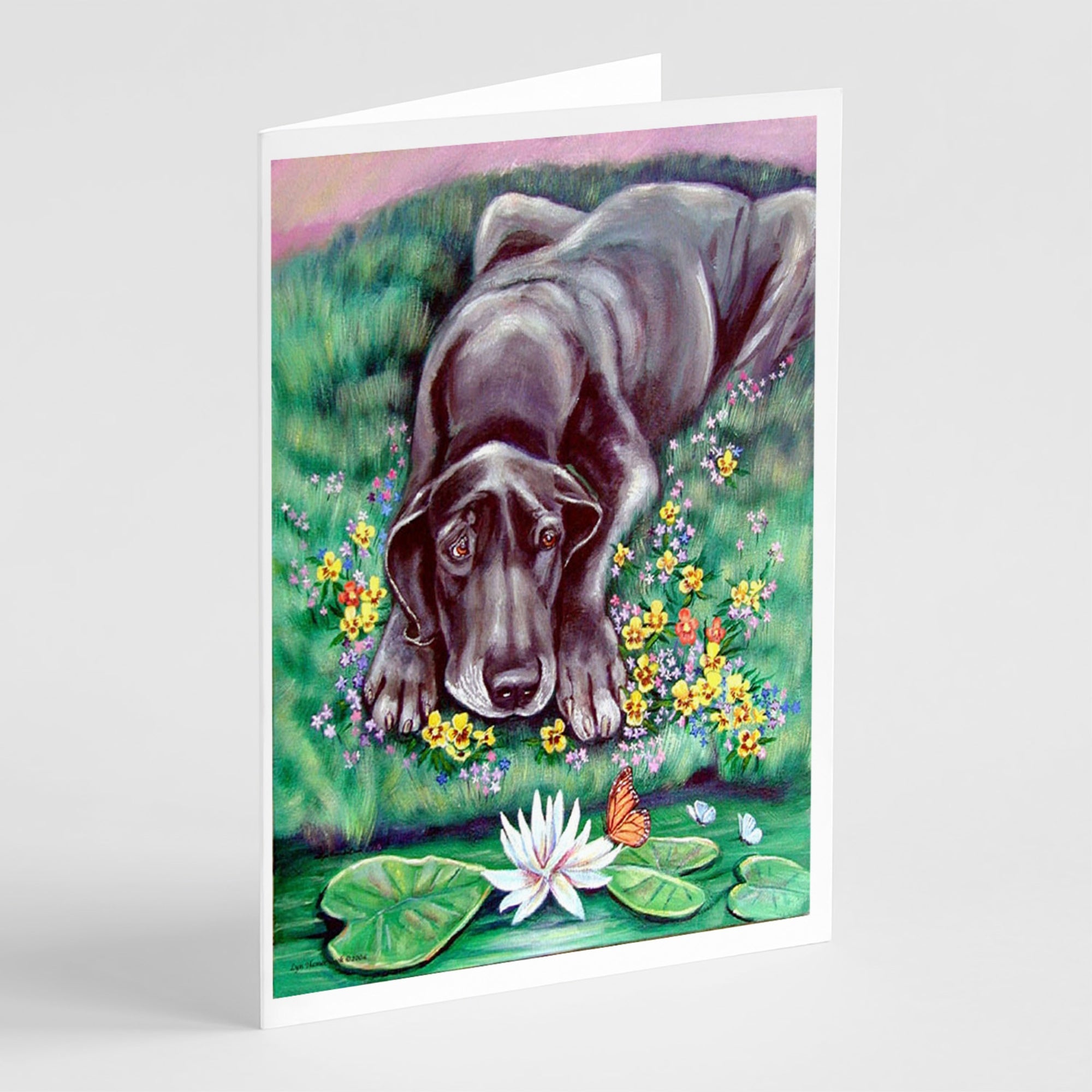 Blue Great Dane  Greeting Cards And Envelopes Pack Of 8