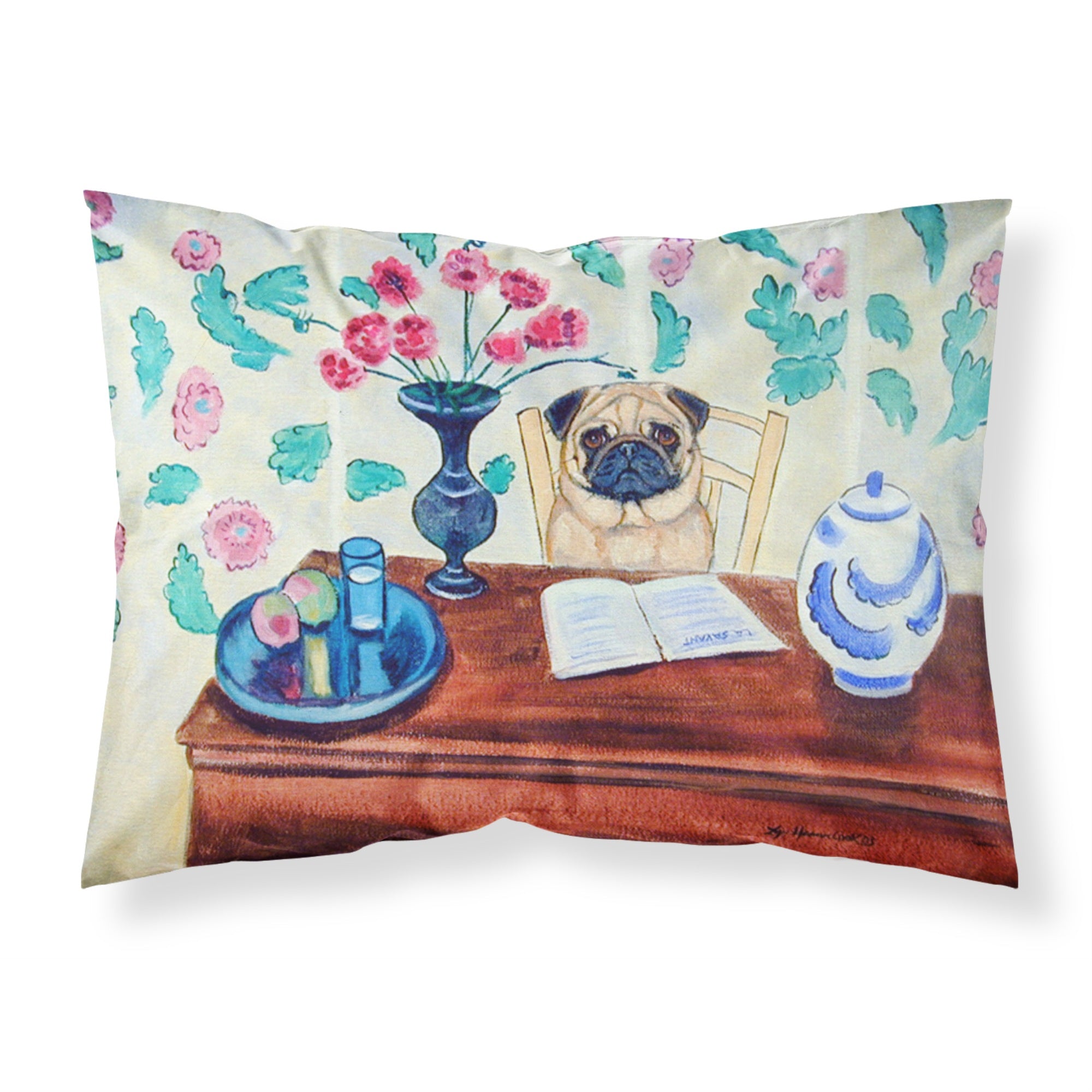 Caroline'S Treasures 7253Pillowcase Pug Moisture Wicking Fabric Standard Pillowcase, Large, Multicolor