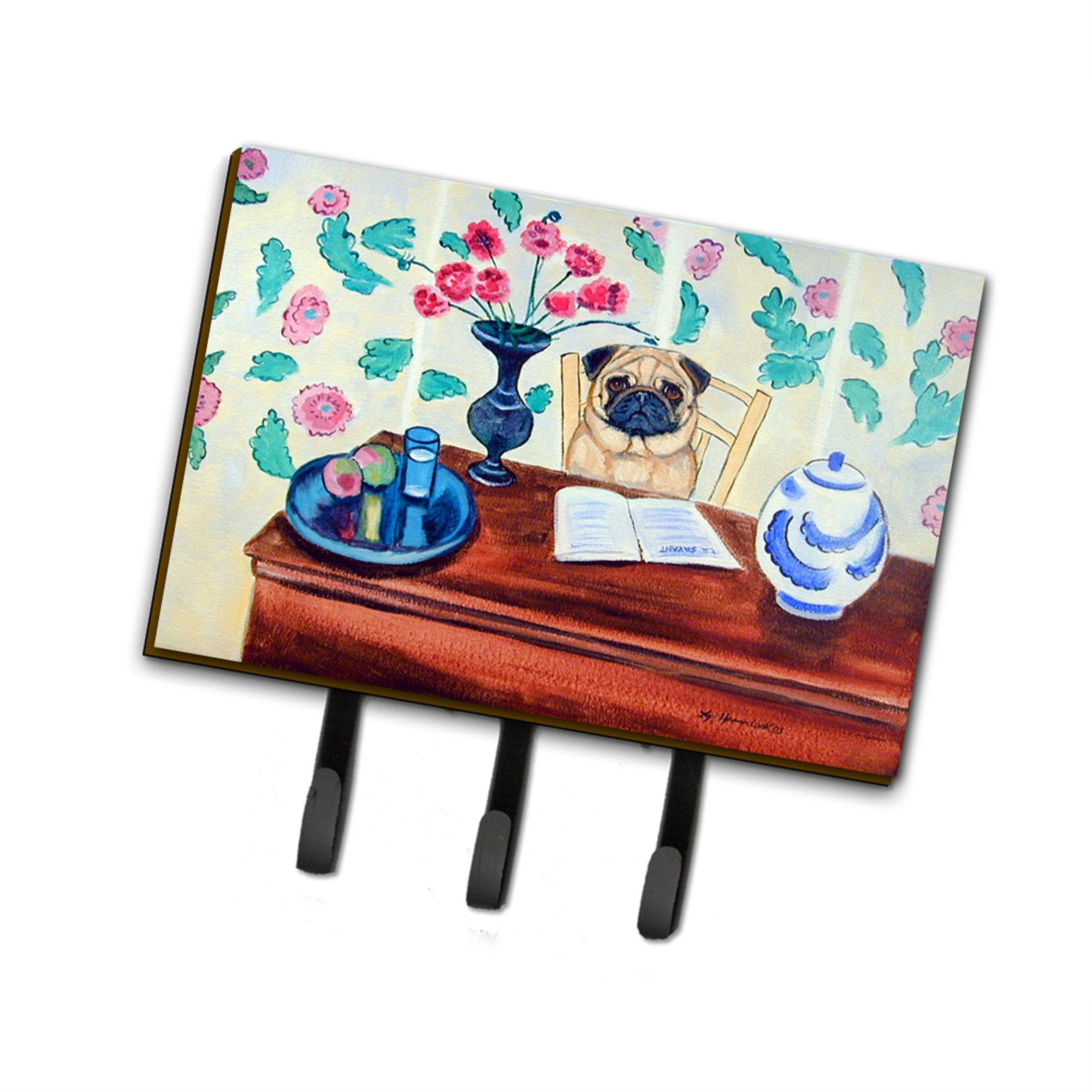 Caroline'S Treasures 7253Th68 Pug Leash Holder Or Key Hook, Large, Multicolor
