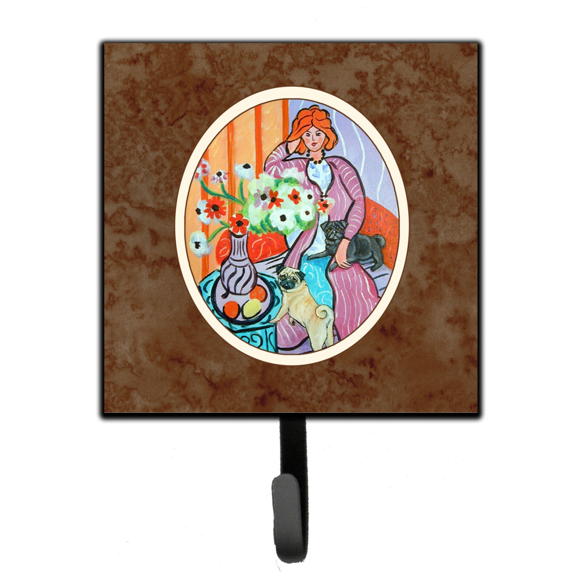Caroline'S Treasures Lady With Her Pug Leash Or Key Holder 7266Sh4, Small, Multicolor