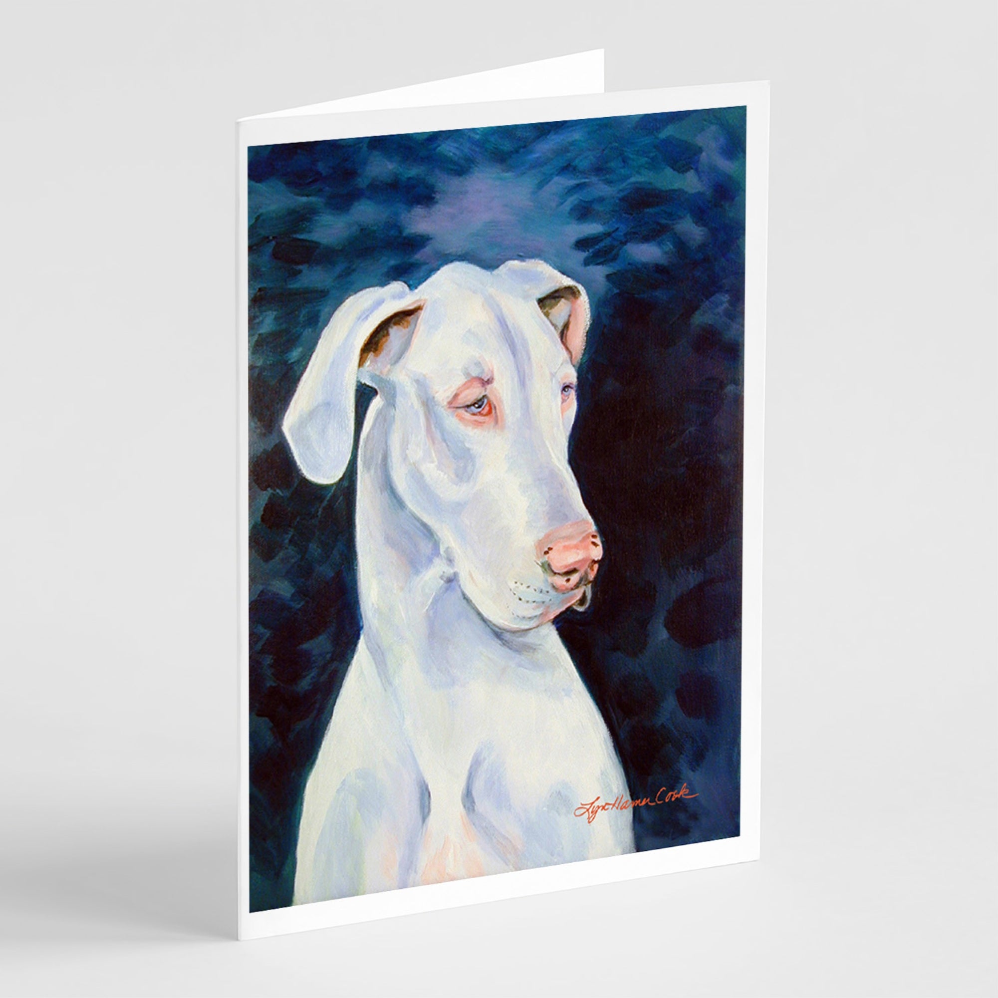 White Great Dane  Greeting Cards And Envelopes Pack Of 8