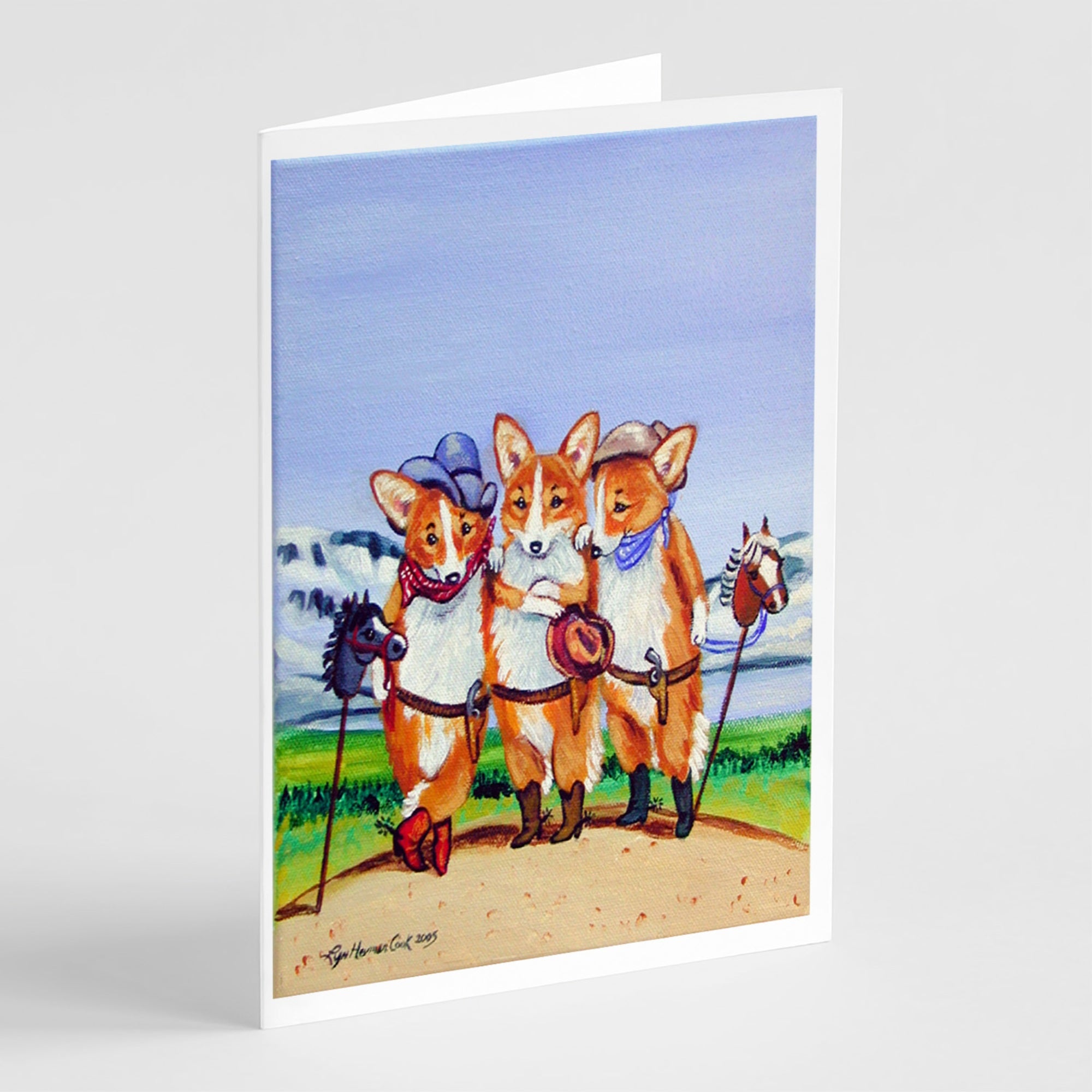 Cowboy Corgi  Greeting Cards And Envelopes Pack Of 8