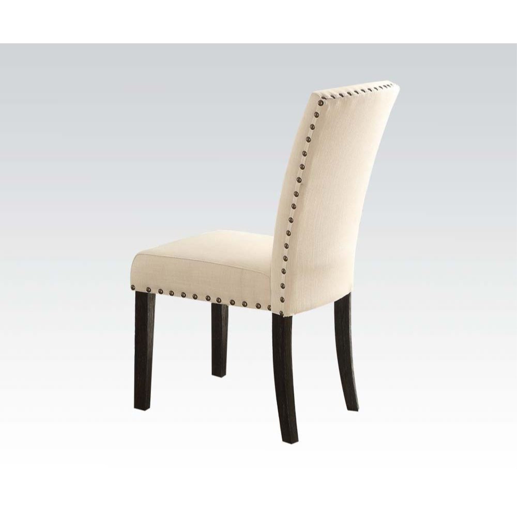 Yadlio Side Chair Set-2-Contemporary Armless Design with Padded Back & Seat, Linen Wrap, Nailhead Trim, Wooden Legs-Perfect for Dining Rooms and Bistros-Nolan Collection Companion-Salvage Dark Oak