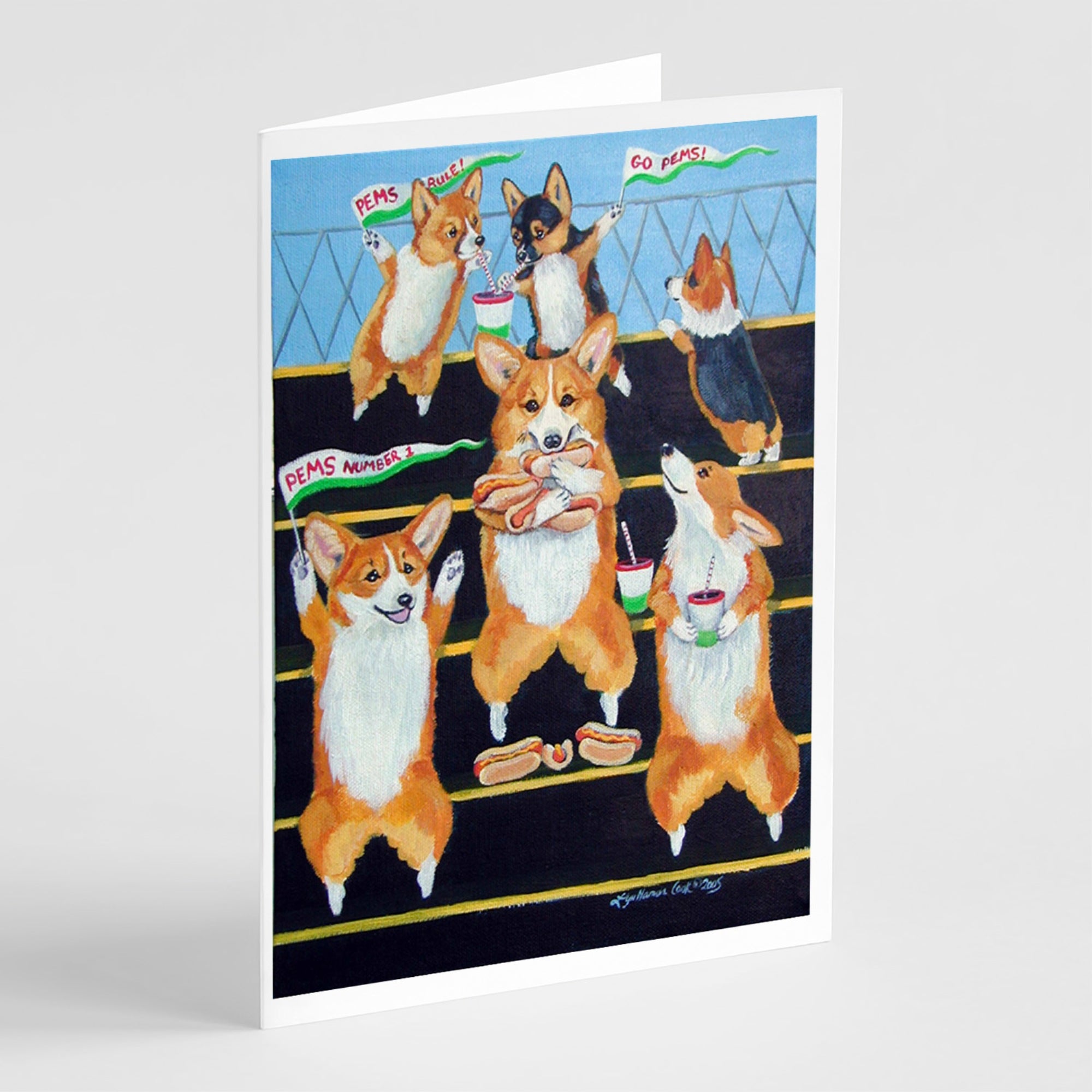 Go Team Corgi Pembroke  Greeting Cards And Envelopes Pack Of 8