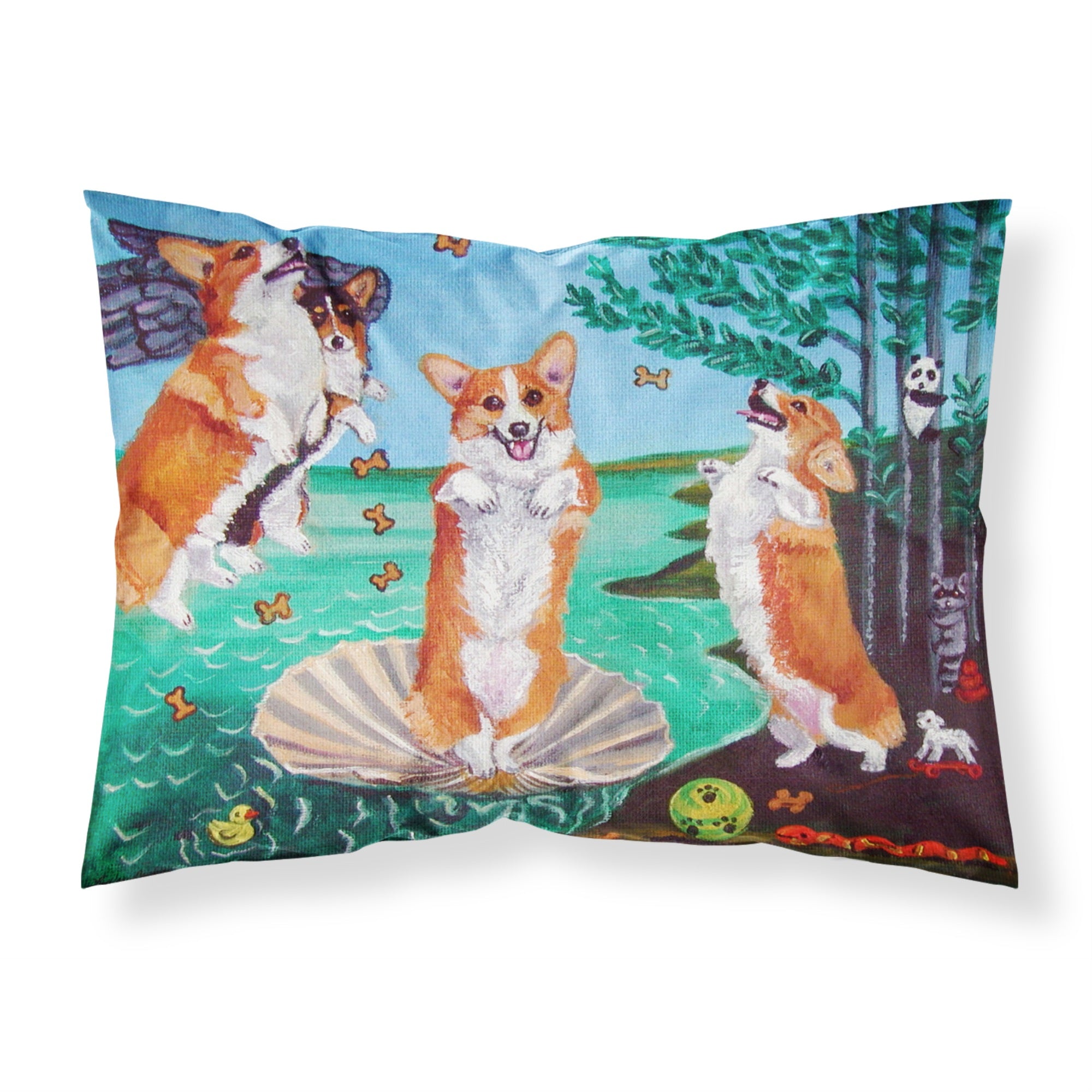 Caroline'S Treasures 7319Pillowcase Corgi Birth Of Venus Fabric Standard Pillowcase, Large, Multicolor