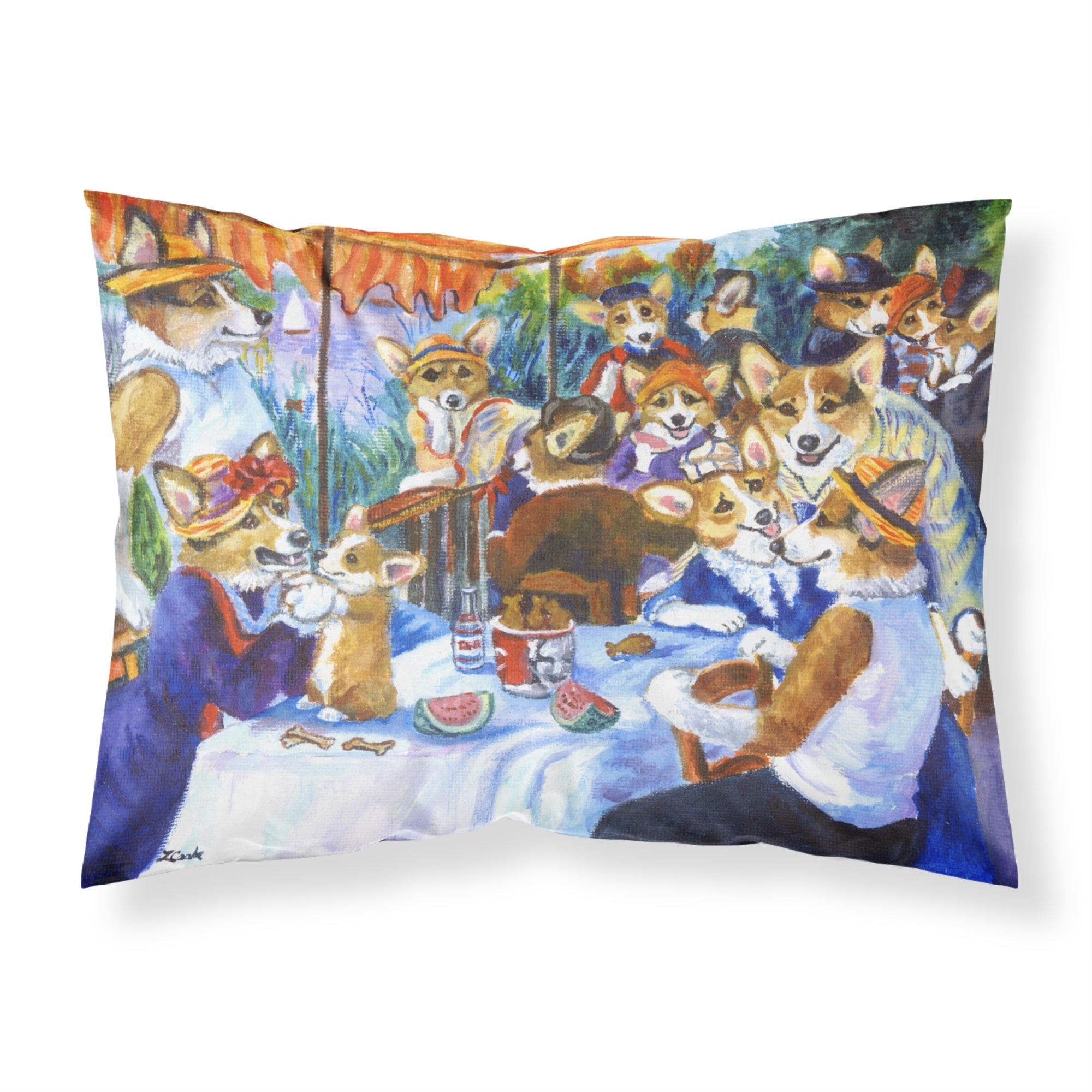 Caroline'S Treasures 7321Pillowcase Corgi Boating Party Fabric Standard Pillowcase, Large, Multicolor