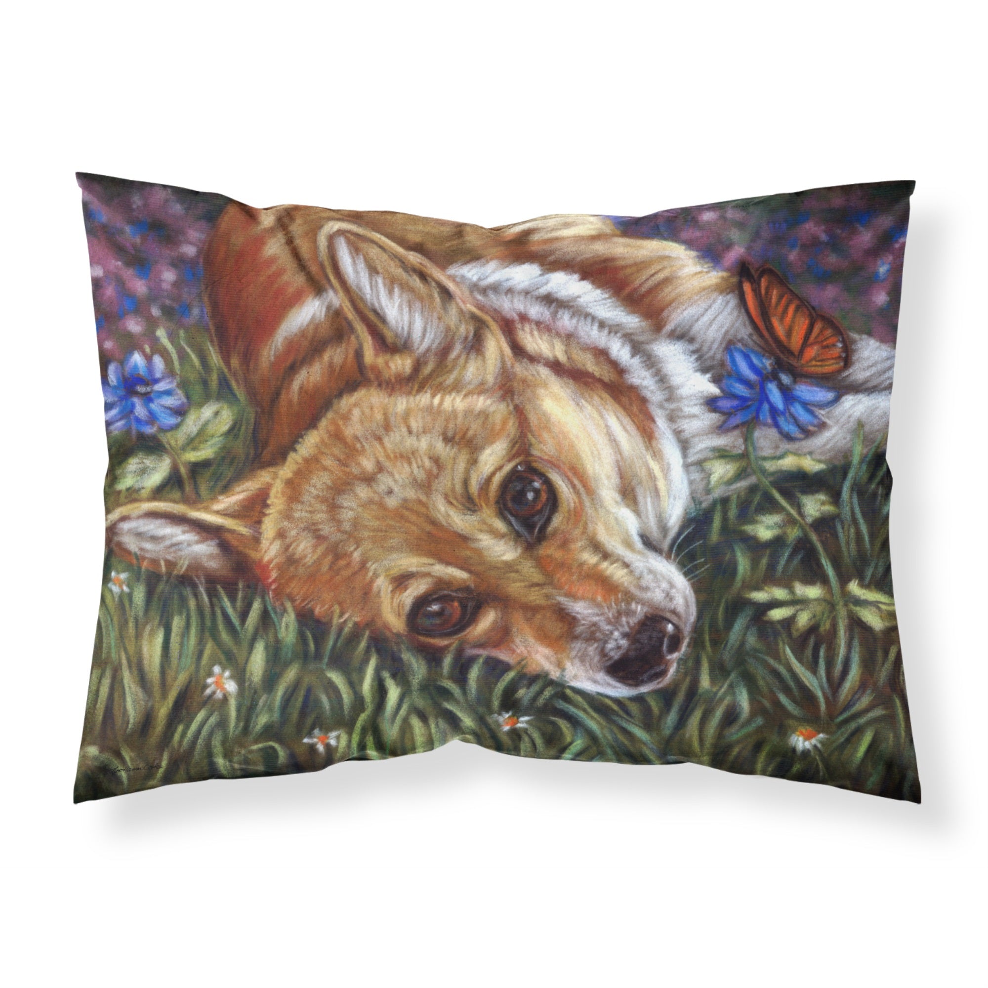 Caroline'S Treasures 7325Pillowcase Corgi Pastel Butterfly Fabric Standard Pillowcase, Large, Multicolor
