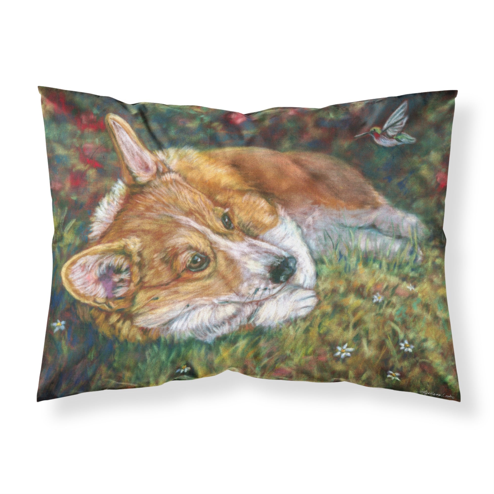 Caroline'S Treasures 7326Pillowcase Corgi Pastel Hummingbird Fabric Standard Pillowcase, Large, Multicolor