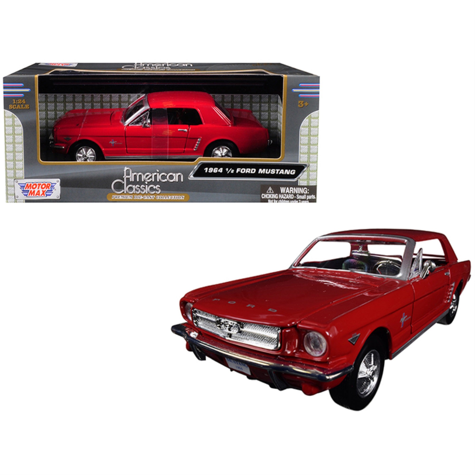 1964 1/2 Ford Mustang Red 1/24 Diecast Model Car By Motormax