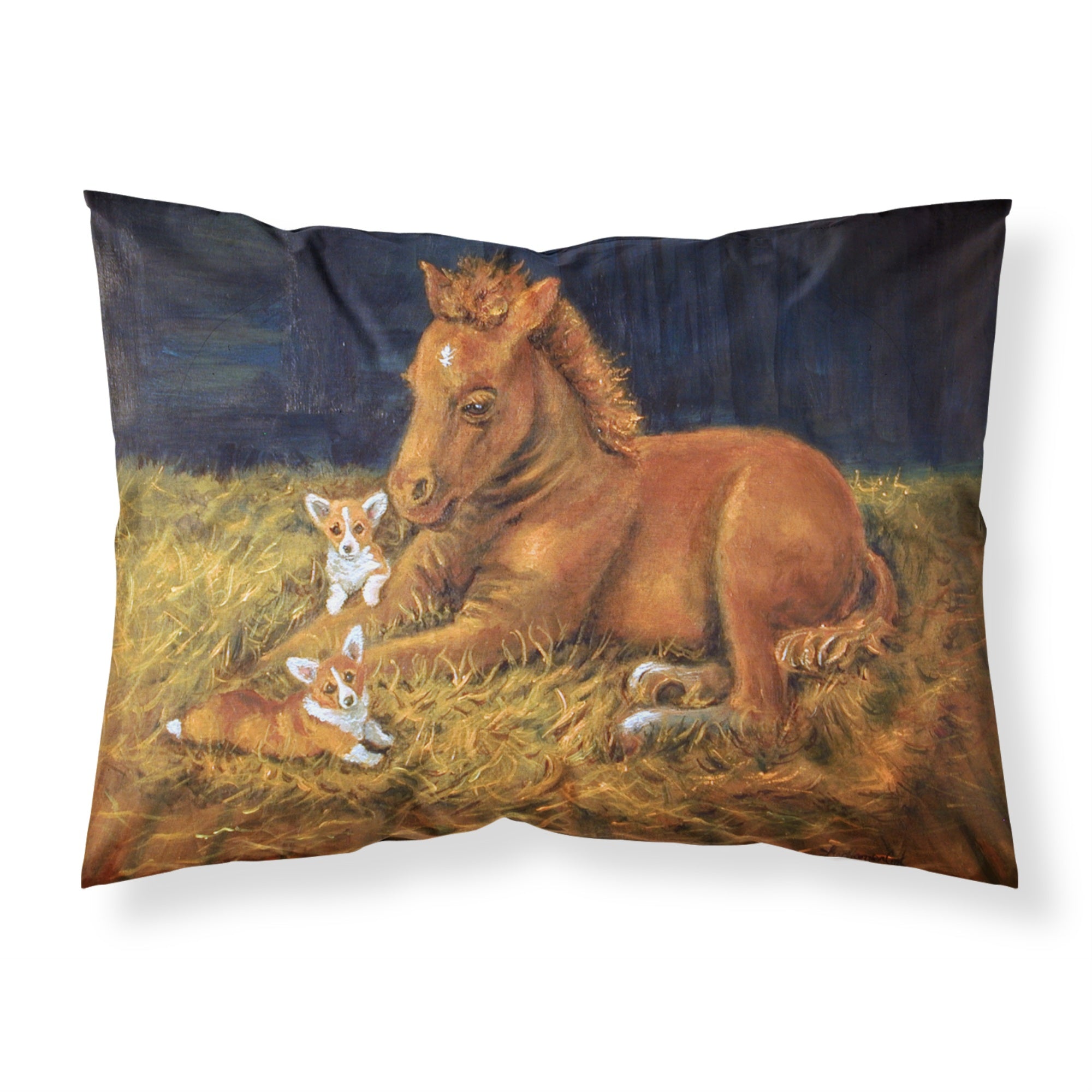Caroline'S Treasures 7329Pillowcase Corgi Sunrise With Colt Fabric Standard Pillowcase, Large, Multicolor