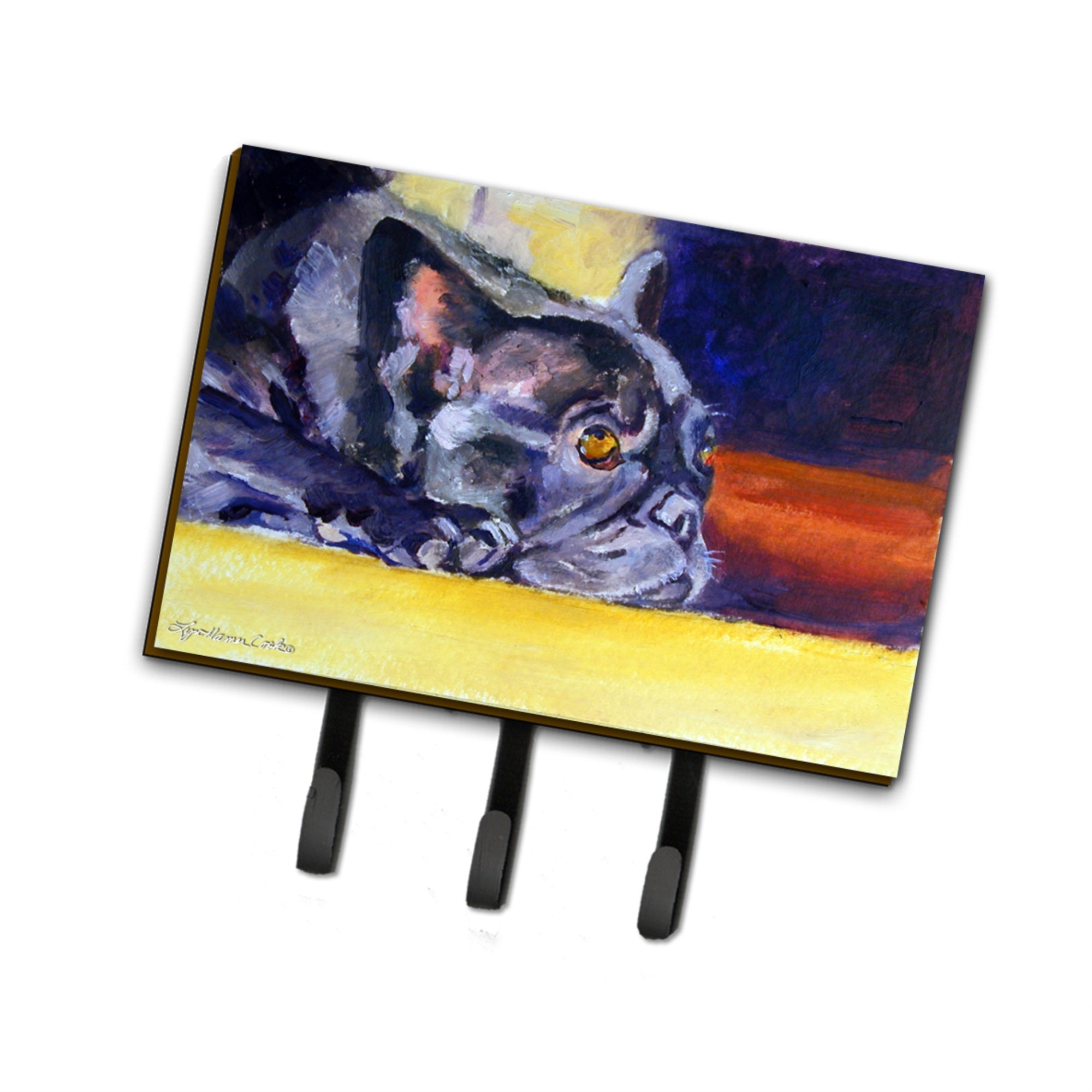 Caroline'S Treasures 7331Th68 Black French Bulldog Sunny Leash Or Key Holder, Large, Multicolor