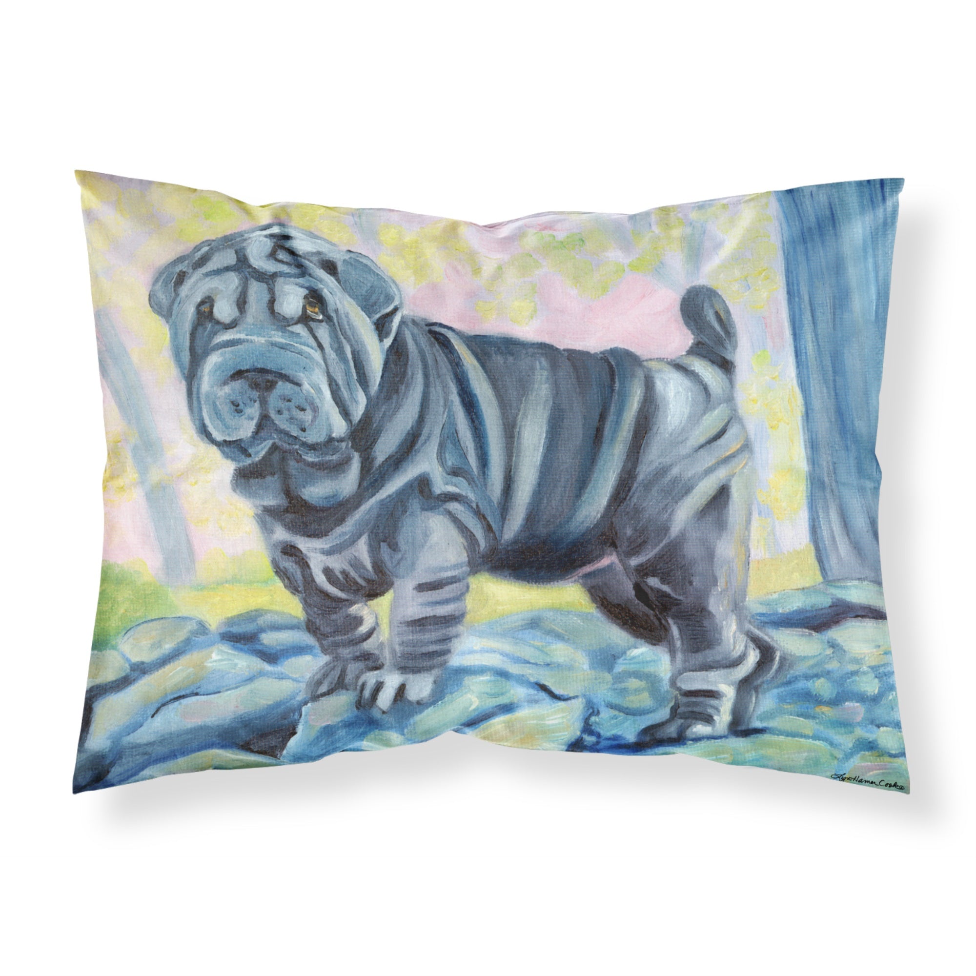 Caroline'S Treasures 7333Pillowcase Blue Shar Pei Fabric Standard Pillowcase, Large, Multicolor