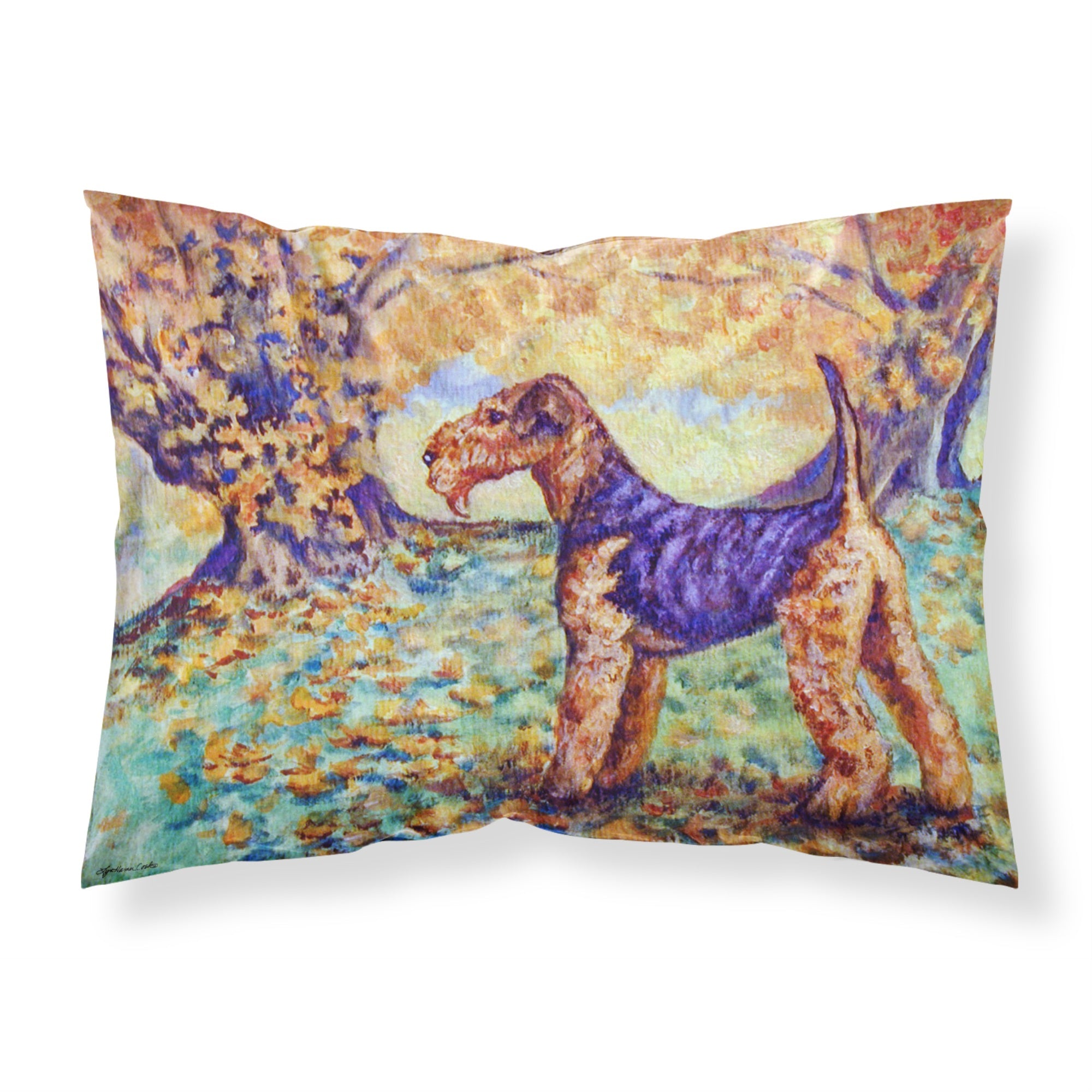 Caroline'S Treasures 7343Pillowcase Autumn Airedale Terrier Fabric Standard Pillowcase, Large, Multicolor
