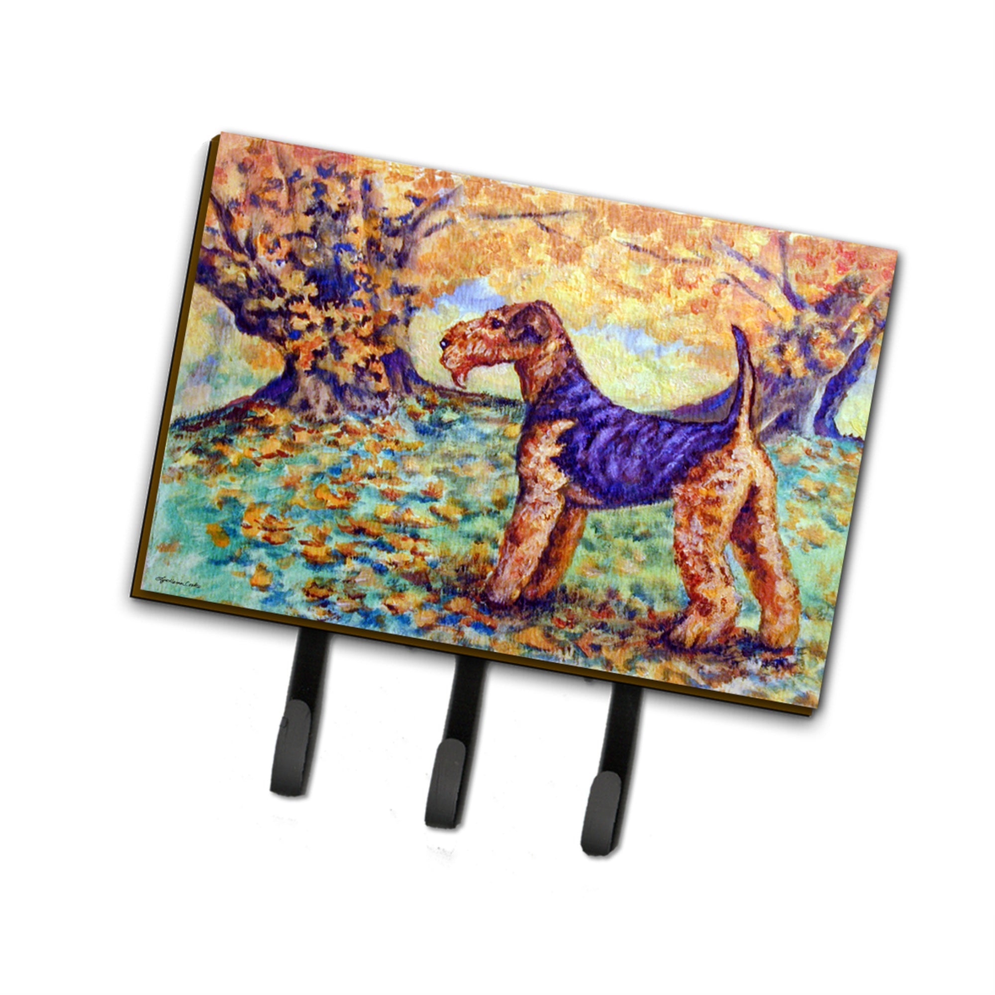Caroline'S Treasures 7343Th68 Autumn Airedale Terrier Leash Or Key Holder, Large, Multicolor