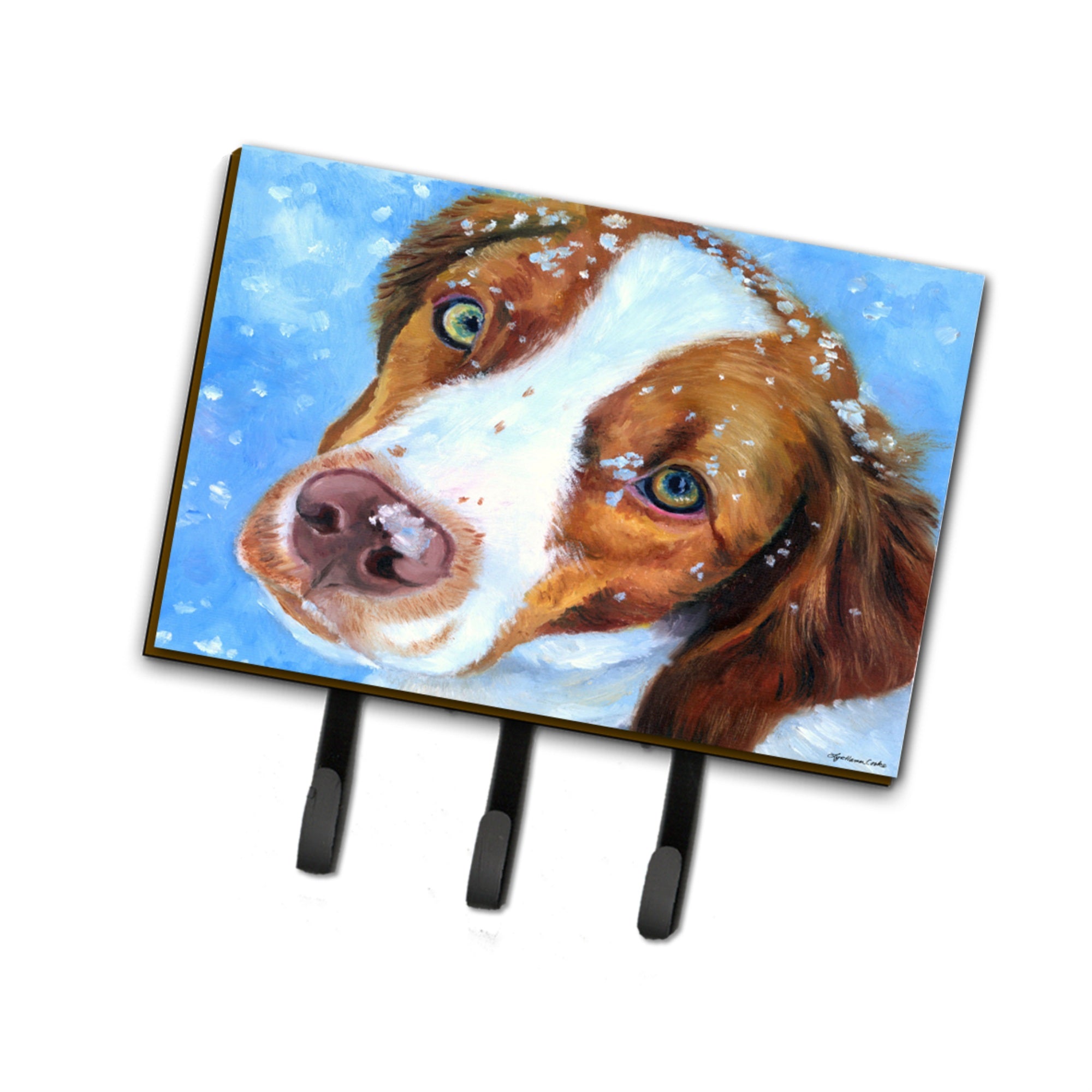 Caroline'S Treasures 7348Th68 Snow Baby Brittany Spaniel Leash Or Key Holder, Large, Multicolor