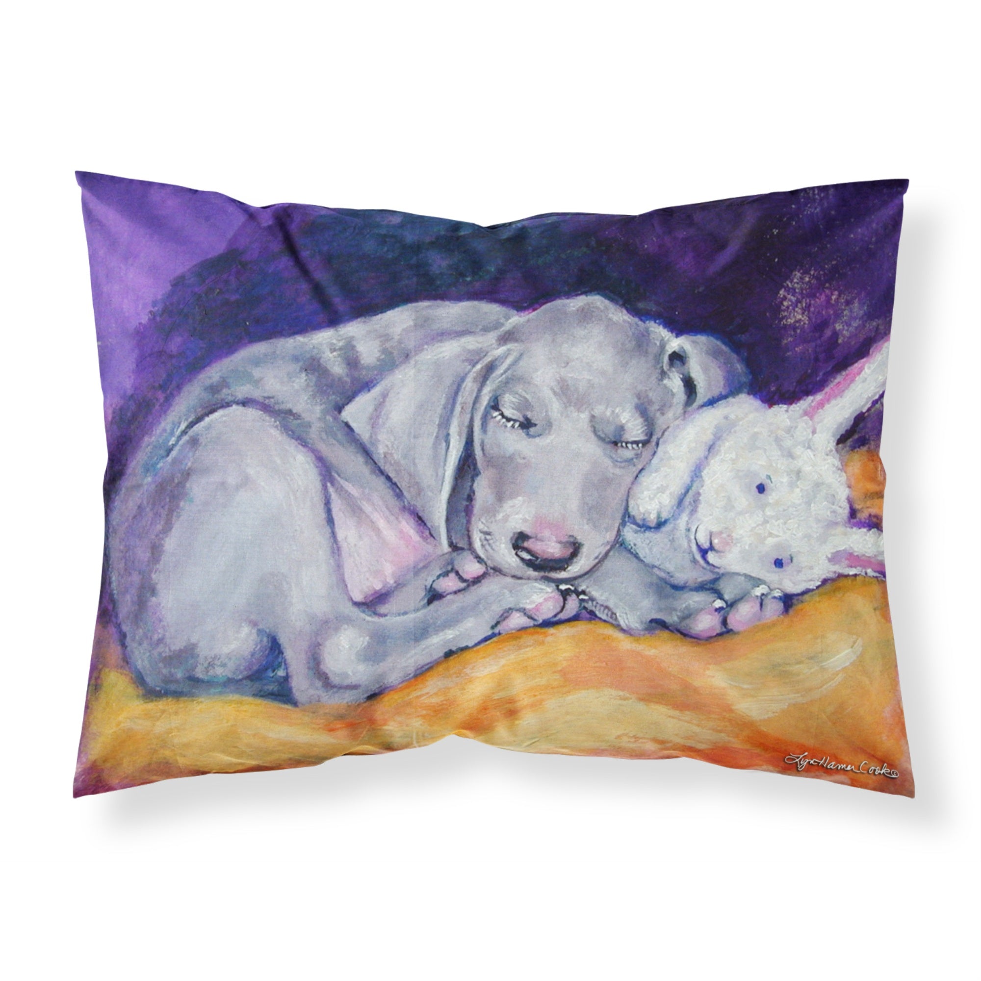 Caroline'S Treasures 7354Pillowcase Weimaraner Snuggle Bunny Fabric Standard Pillowcase, Large, Multicolor