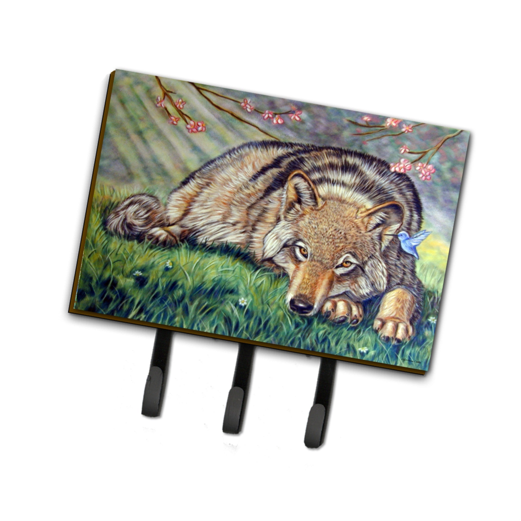 Caroline'S Treasures 7356Th68 Wolf And Hummingbird Leash Or Key Holder, Large, Multicolor