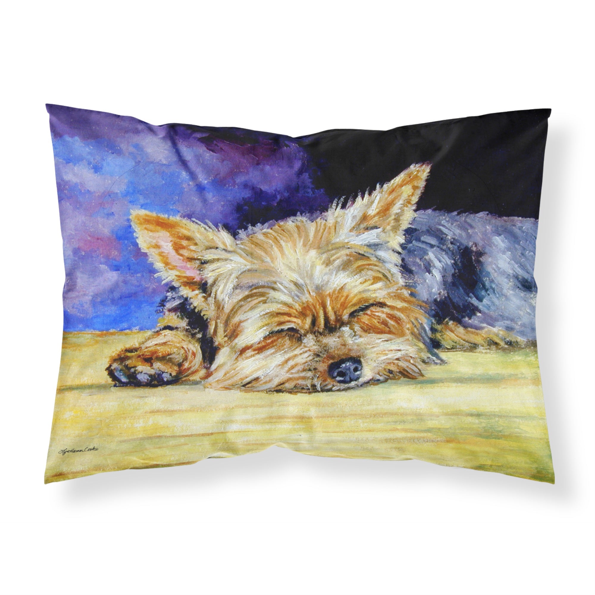 Caroline'S Treasures 7357Pillowcase Yorkie Taking A Nap Fabric Standard Pillowcase, Large, Multicolor