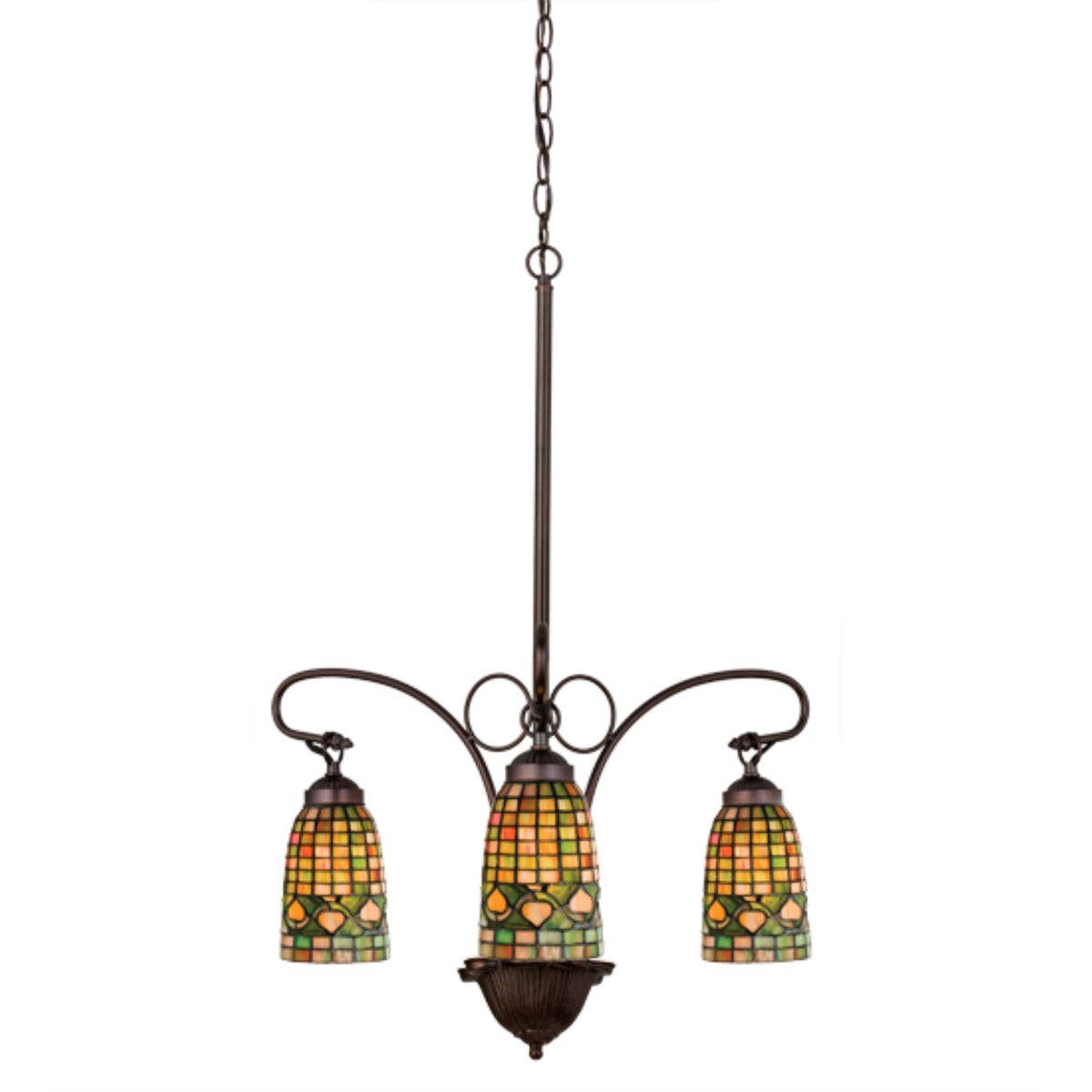 24'W Tiffany Acorn 3 Lt Chandelier