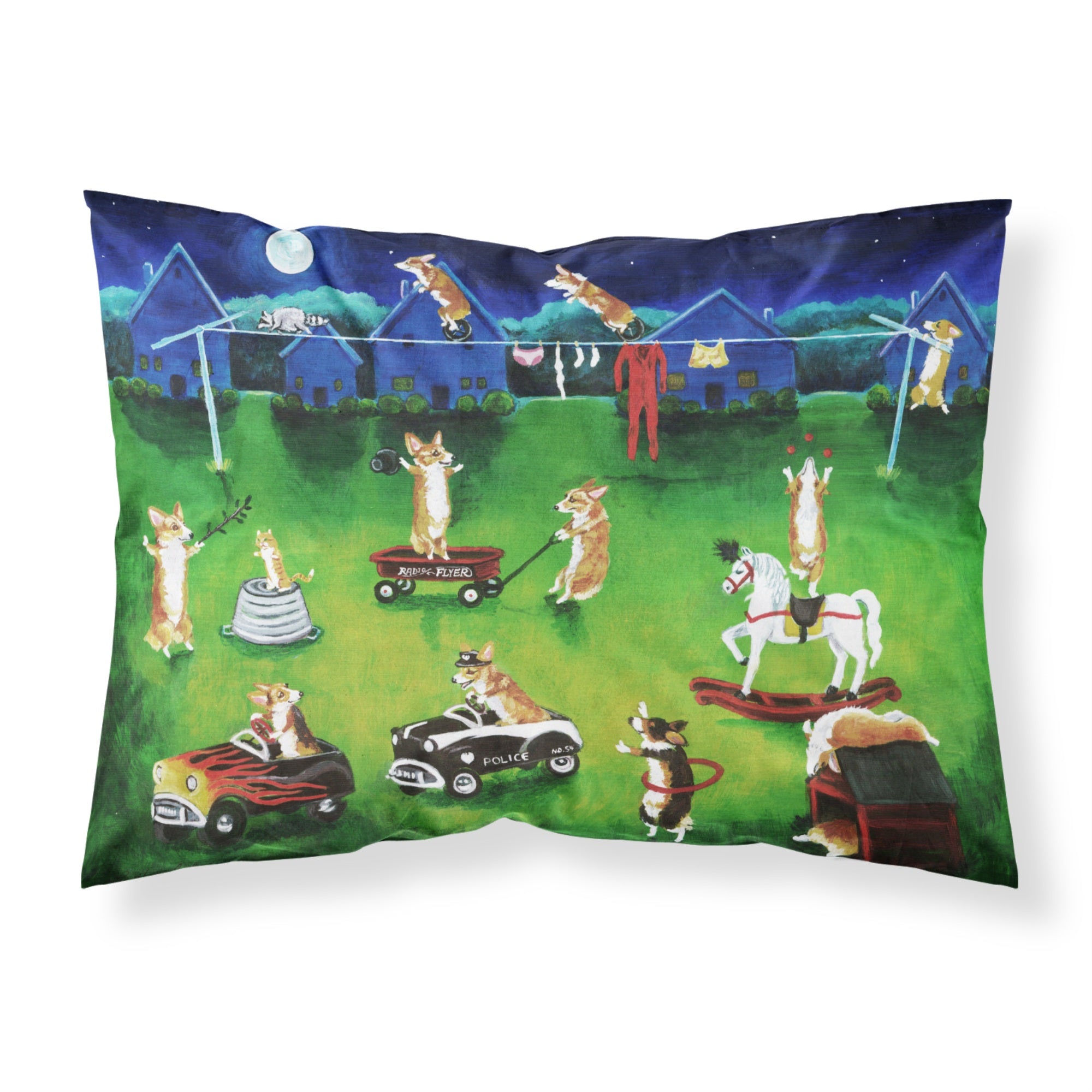 Caroline'S Treasures Corgi Backyard Circus Fabric Standard Pillowcase 7403Pillowcase, Multicolor