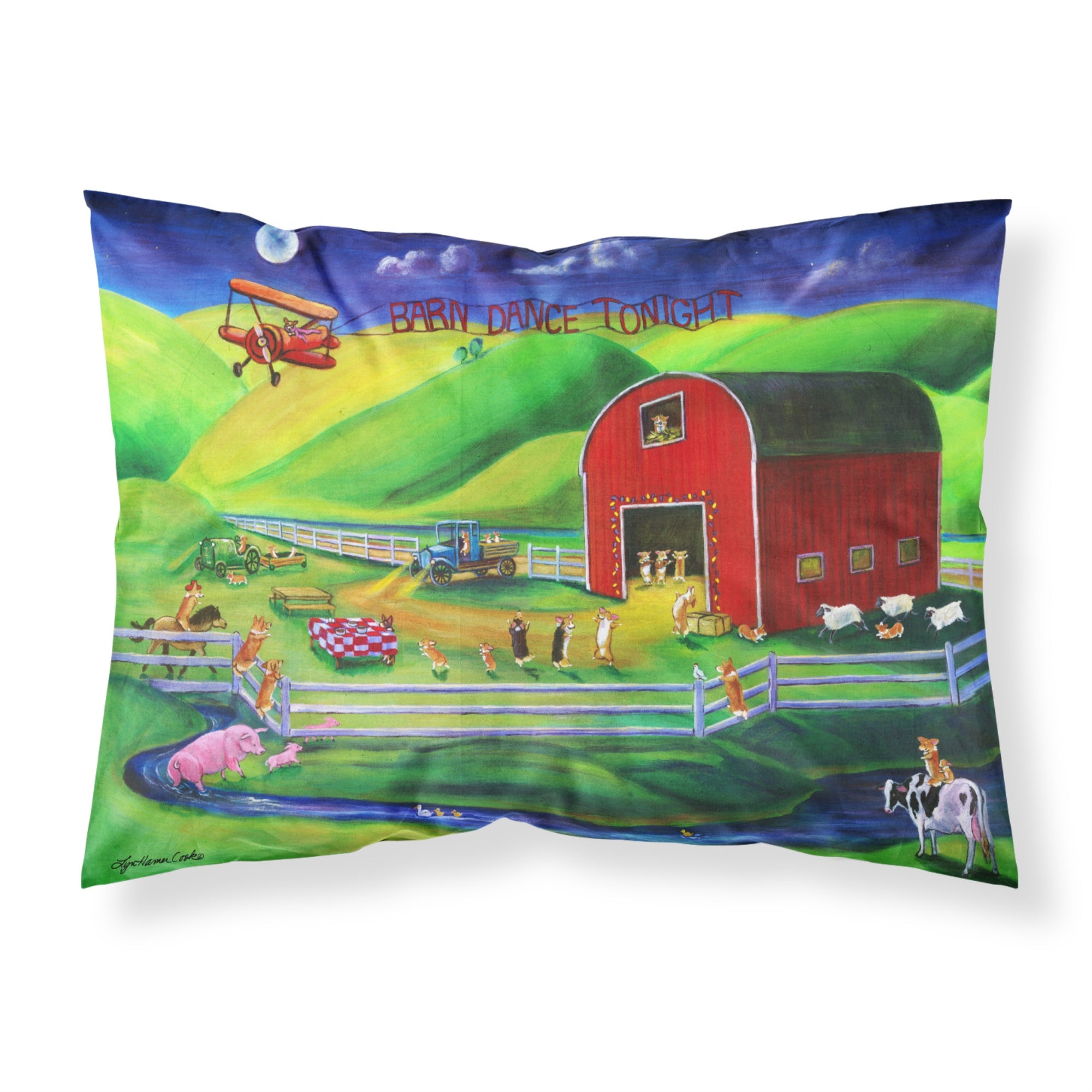 Caroline'S Treasures Corgi Barn Dance Fabric Standard Pillowcase 7404Pillowcase, Multicolor