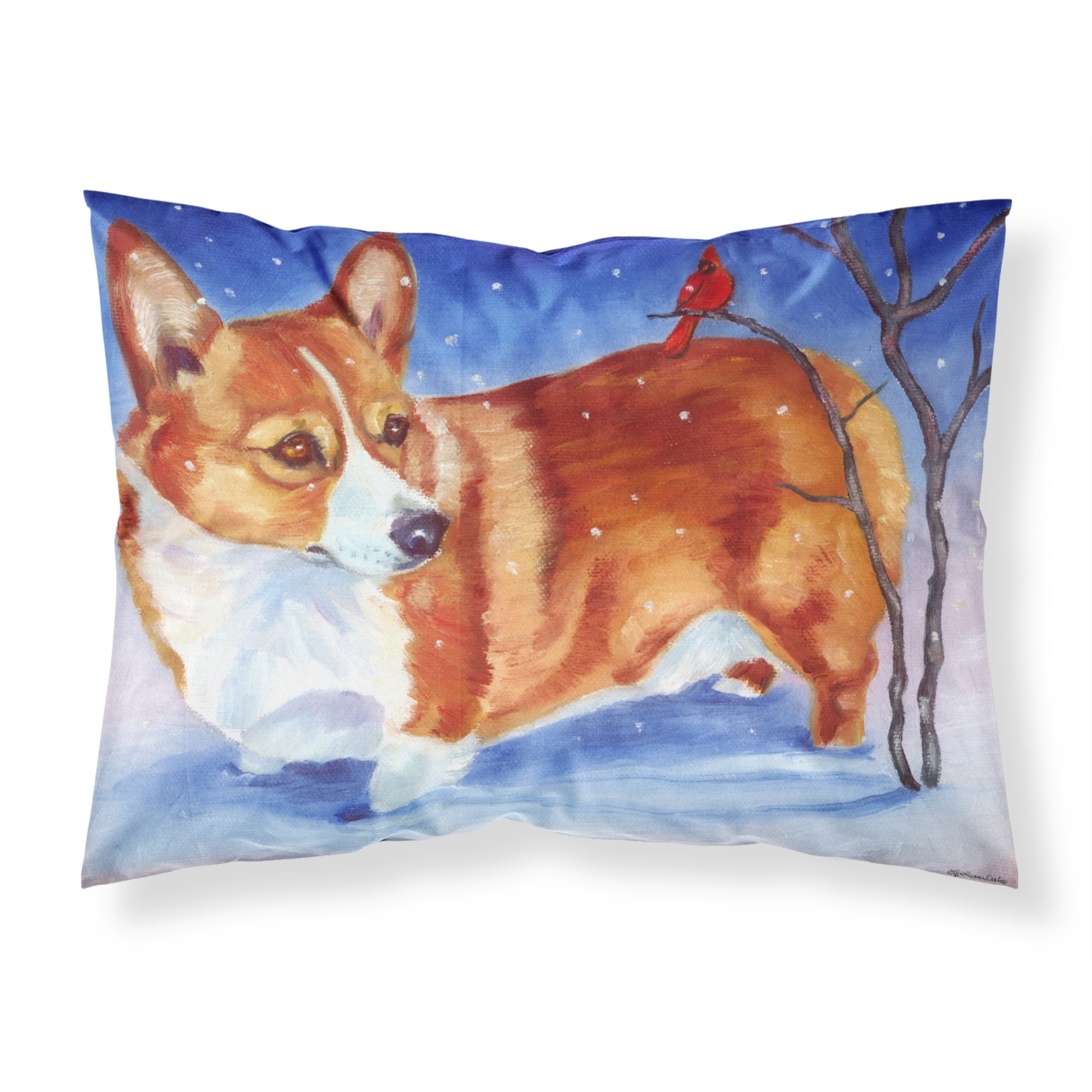 Caroline'S Treasures Corgi Cardinal Buddy Fabric Standard Pillowcase 7411Pillowcase, Multicolor