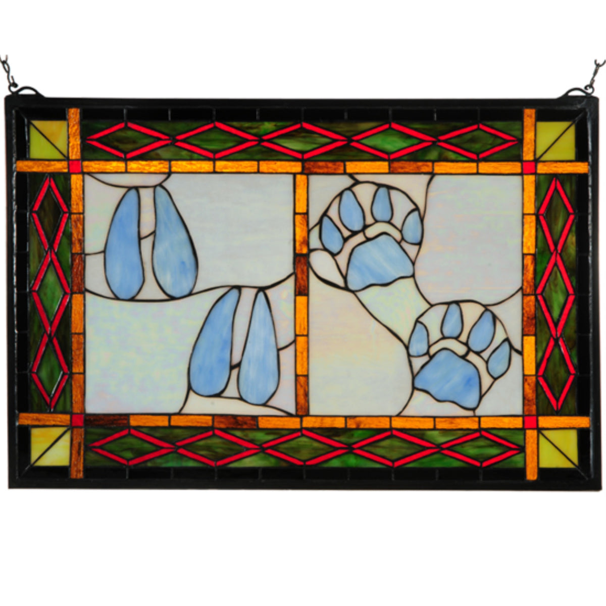 26.5'W X 17.5'H Deer & Cougar Tracks Stained Glass Window