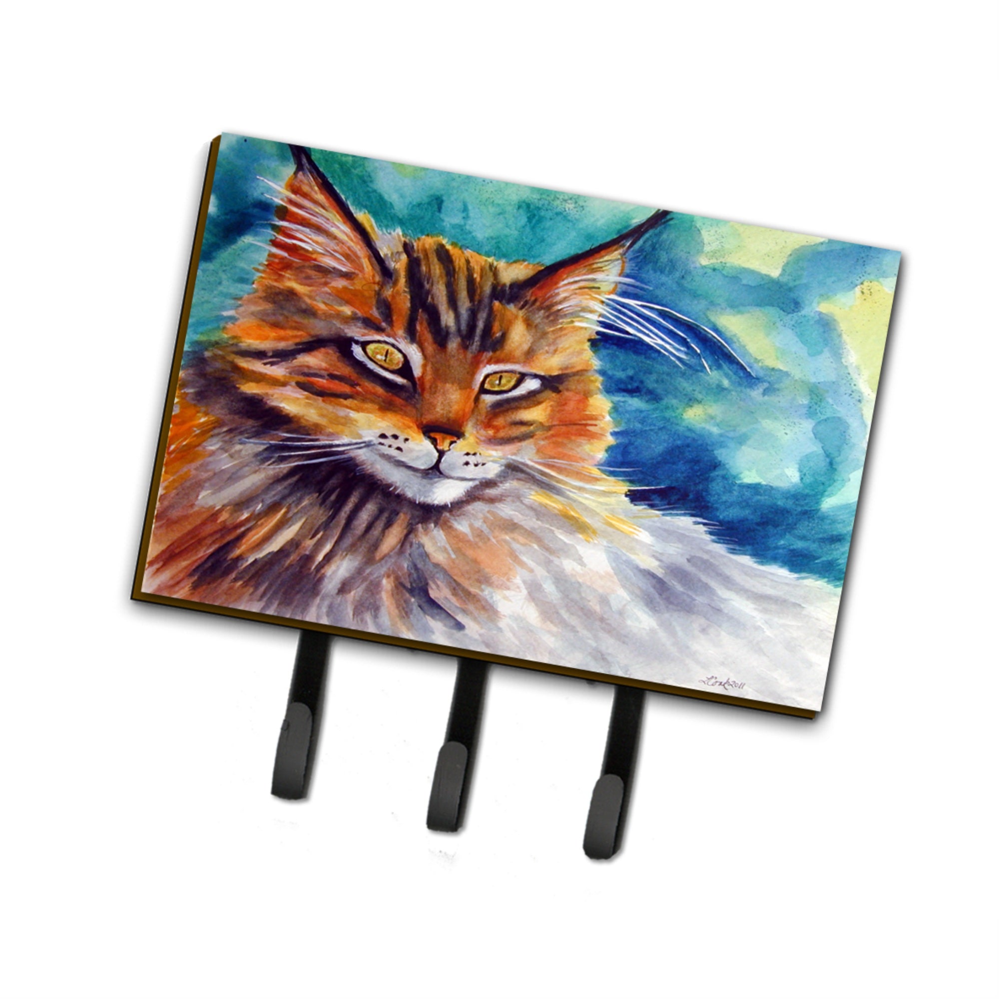 Caroline'S Treasures Maine Coon Cat Watching You Leash Or Key Holder 7421Th68, Triple, Multicolor