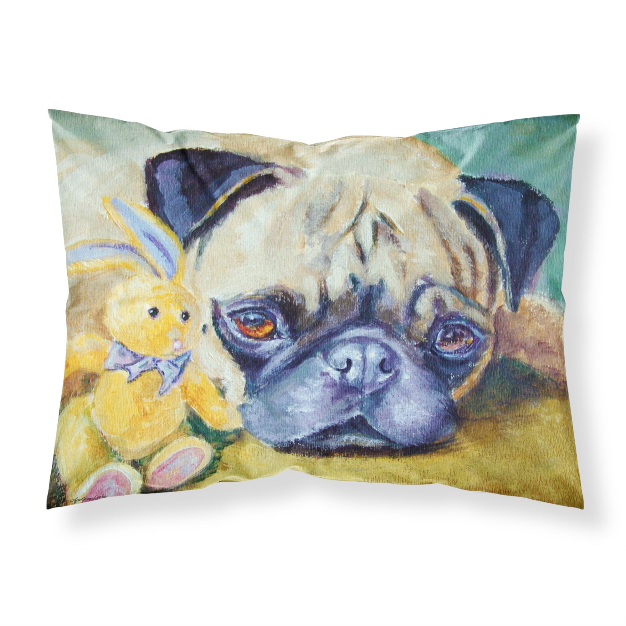 Caroline'S Treasures Pug Bunny Rabbit Fabric Standard Pillowcase 7423Pillowcase, Multicolor