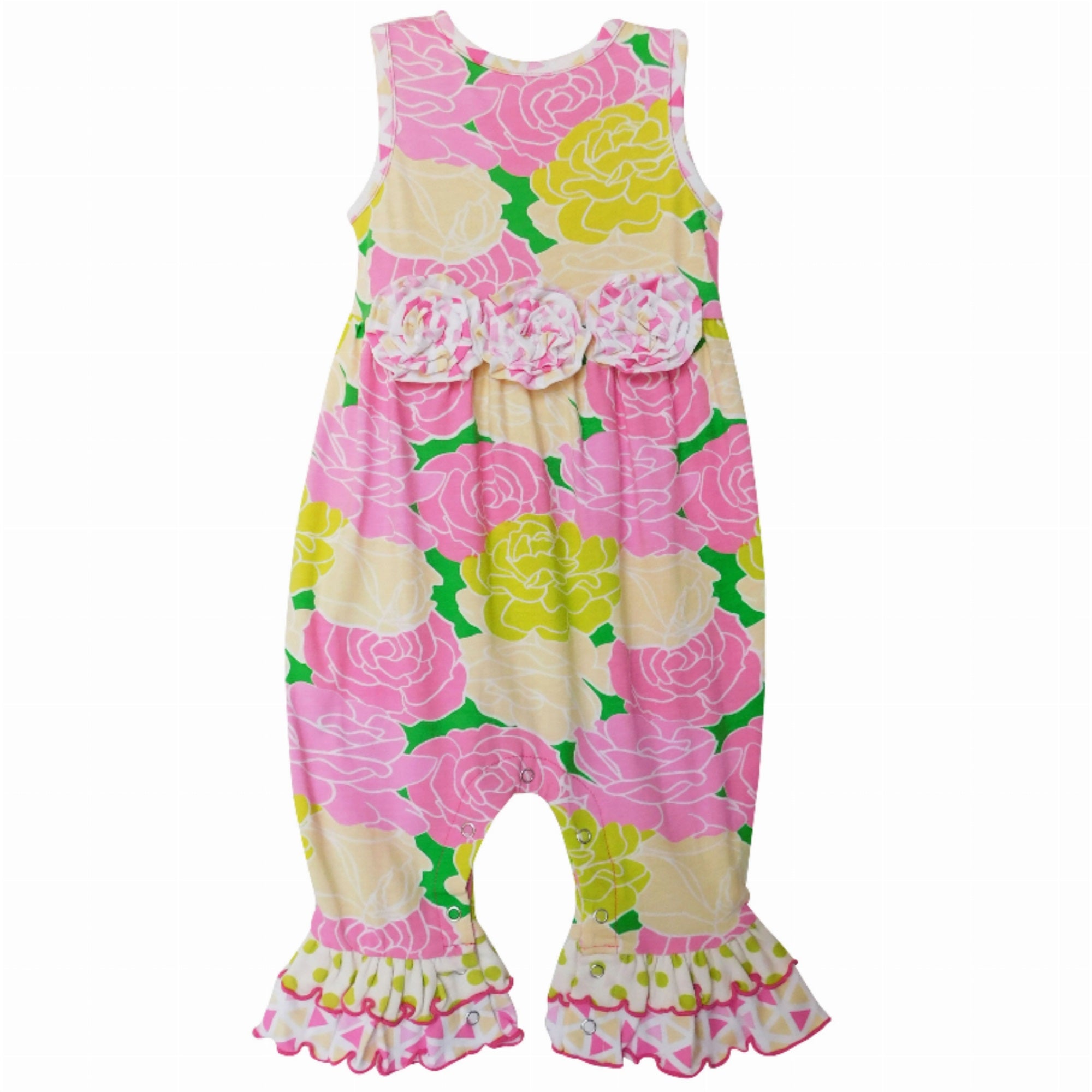 Annloren Boutique Spring Floral Baby Girls Ruffle Romper Onesie Holiday Infant Toddler Jumpsuit