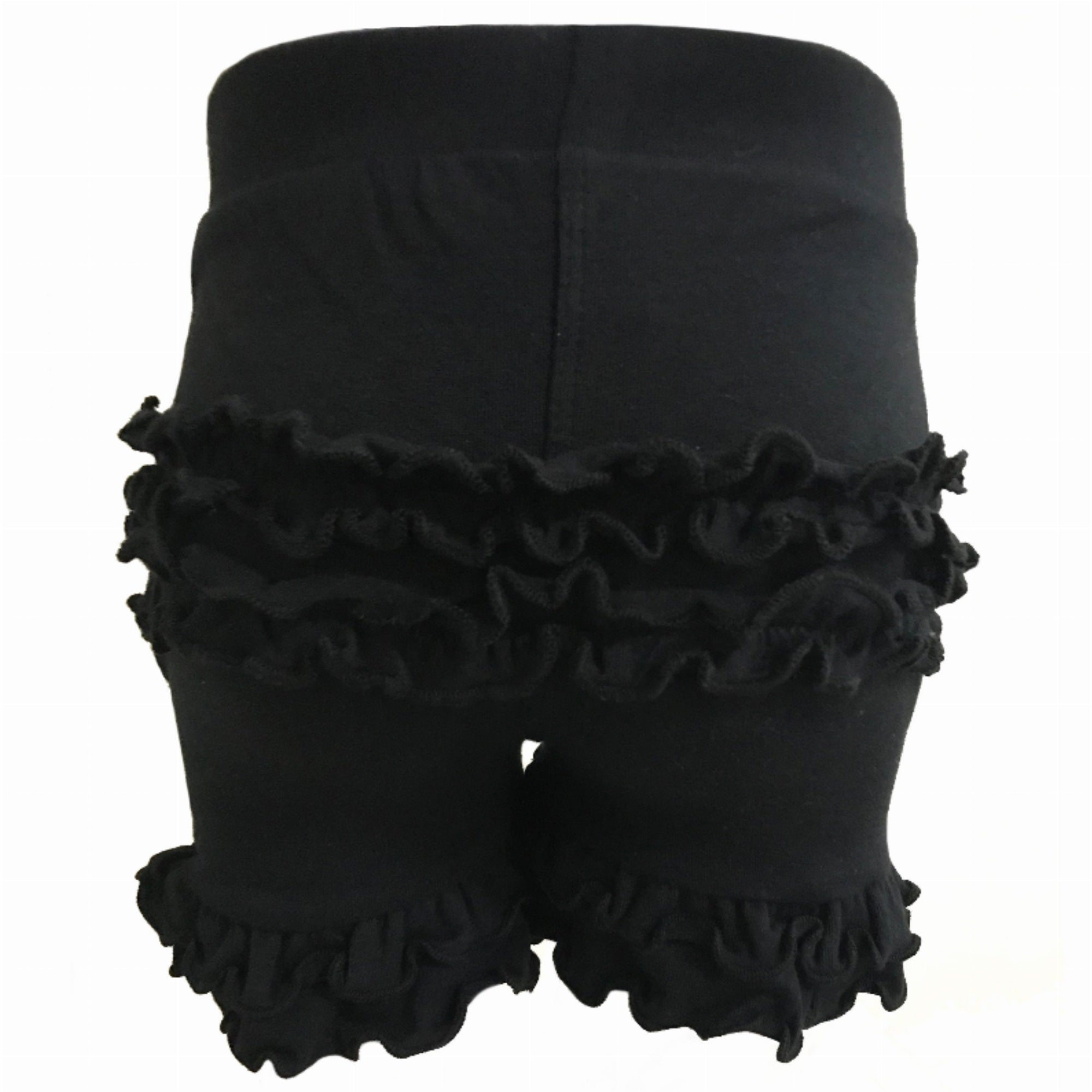 Annloren Girls Black Stretch Cotton Knit Rufflebutts Shorts Baby/Toddler