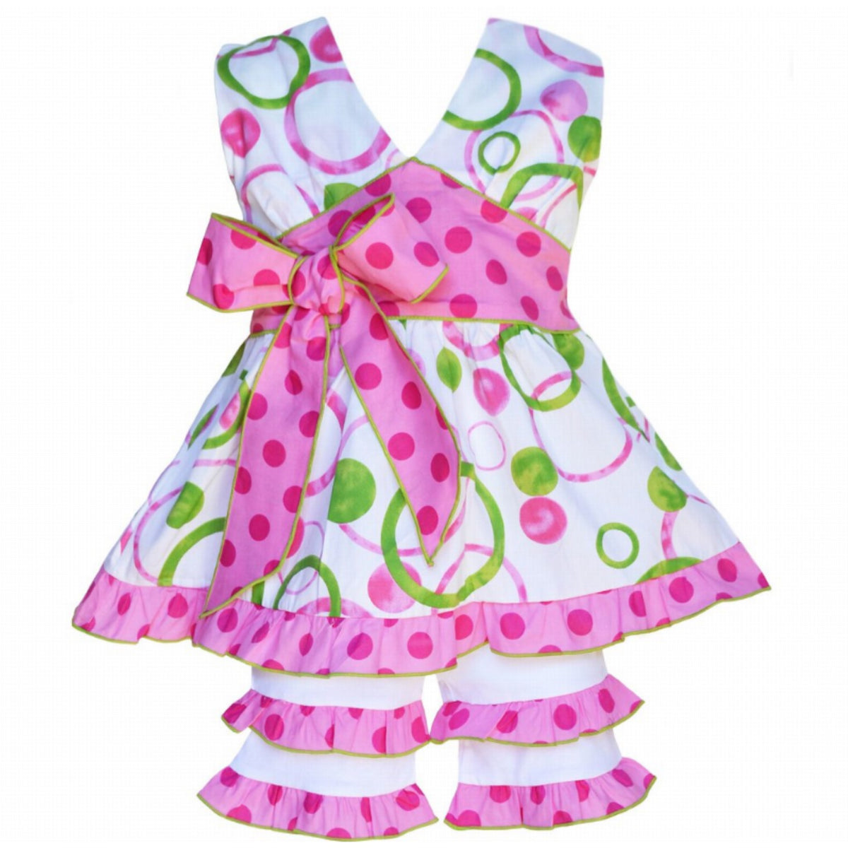 Annloren Girls Boutique Pink & Green Halter Capri Shorts Clothing Set