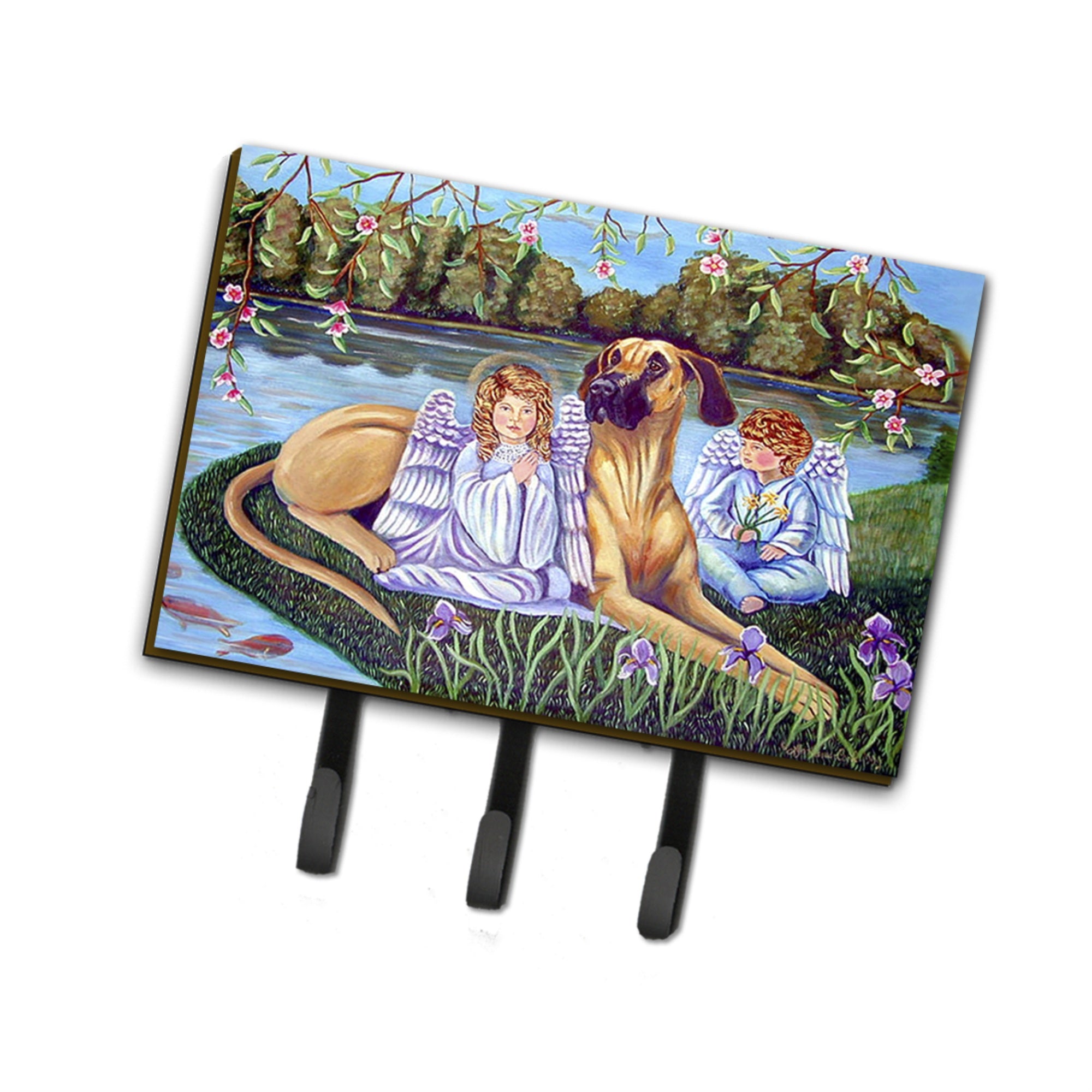 Caroline'S Treasures 7507Th68 Angels With Great Dane Leash Holder Or Key Hook, Large, Multicolor
