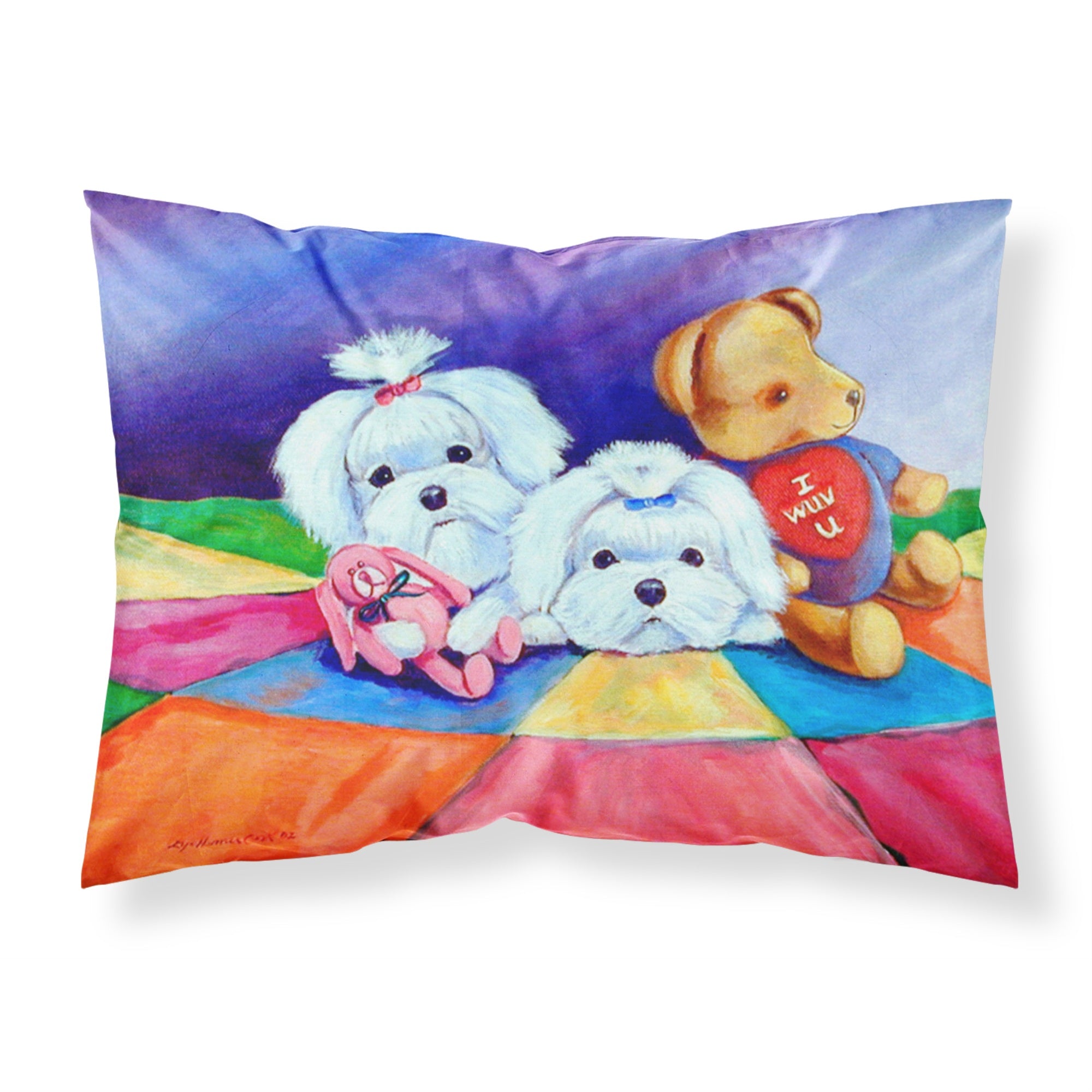 Caroline'S Treasures 7515Pillowcase Maltese Moisture Wicking Fabric Standard Pillowcase, Large, Multicolor