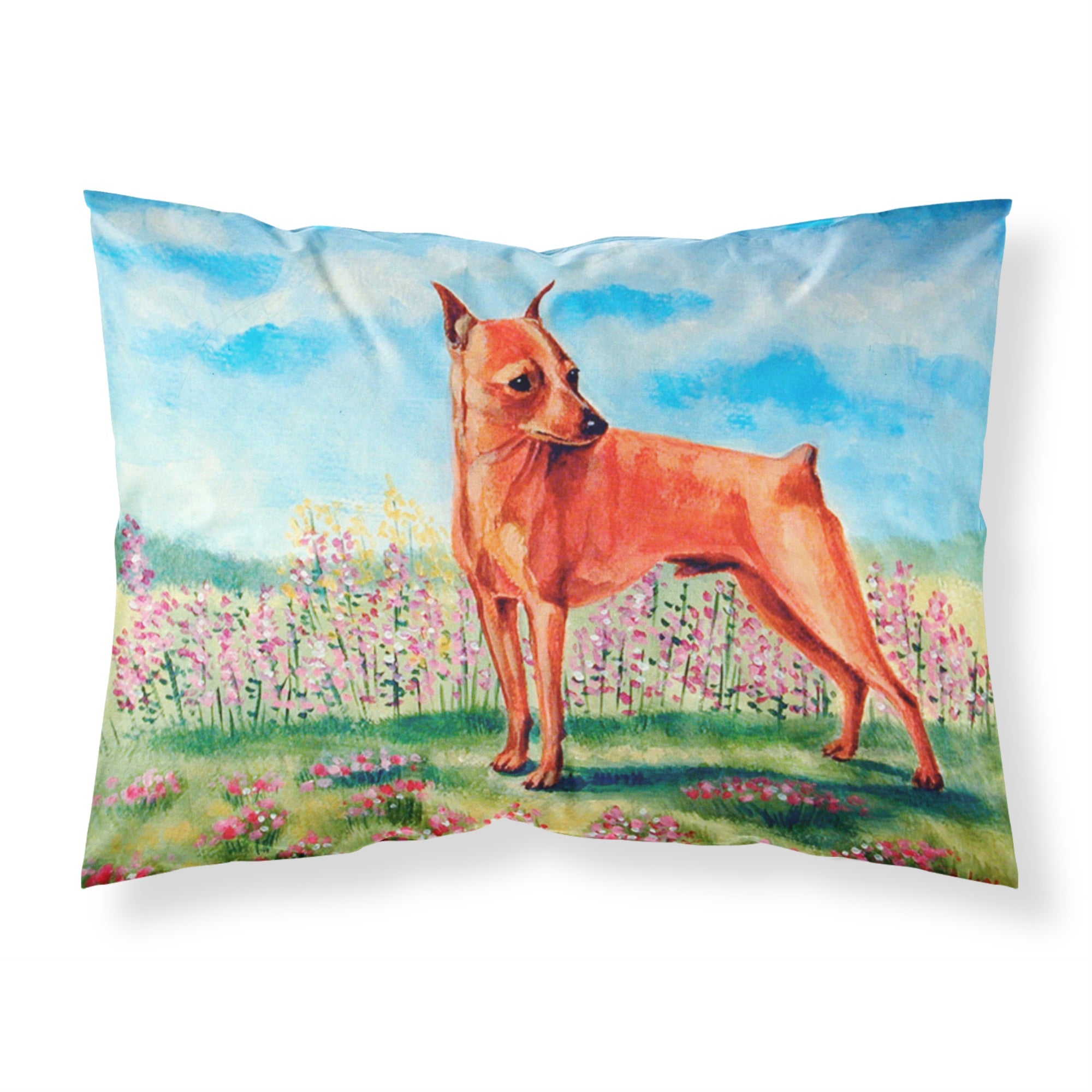 Caroline'S Treasures 7516Pillowcase Min Pin Moisture Wicking Fabric Standard Pillowcase, Large, Multicolor
