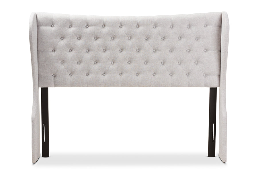 Baxton Studio Cadence Modern And Contemporary Greyish Beige Fabric Button-Tufted Queen Size Winged Headboard