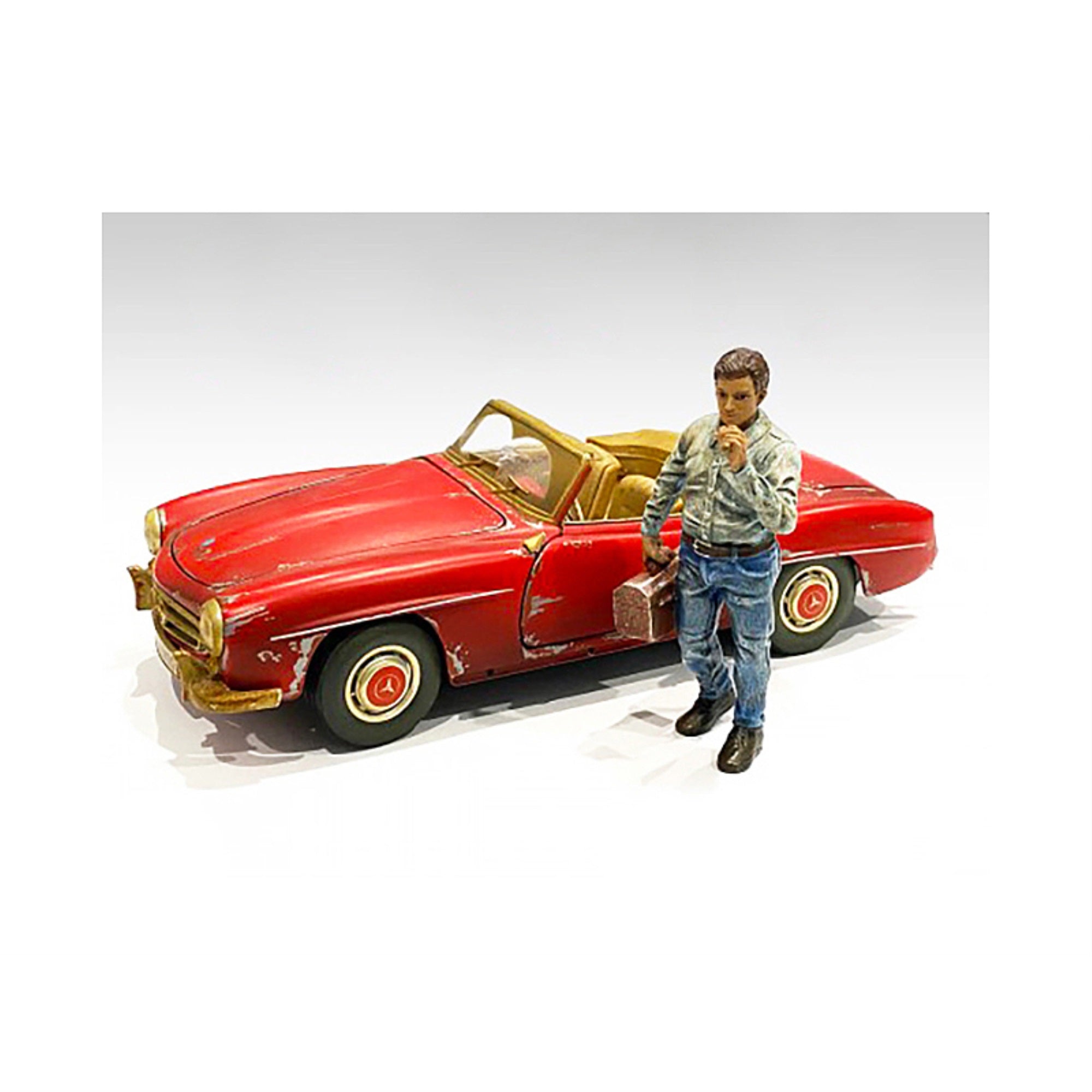 Auto Mechanic Chain Smoker Larry Figurine For 1/18 Scale Models By American Diorama