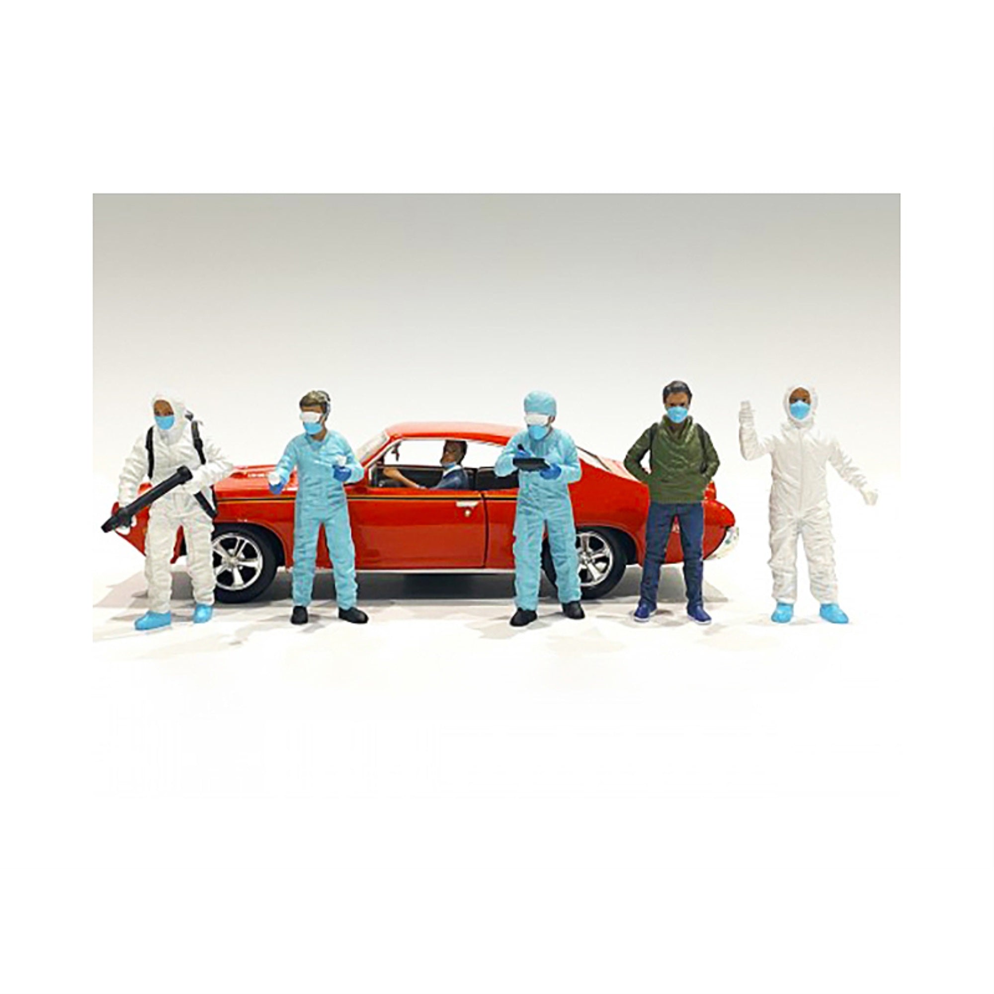 Hazmat Crew 6 Piece Figurine Set For 1/18 Scale Models By American Diorama