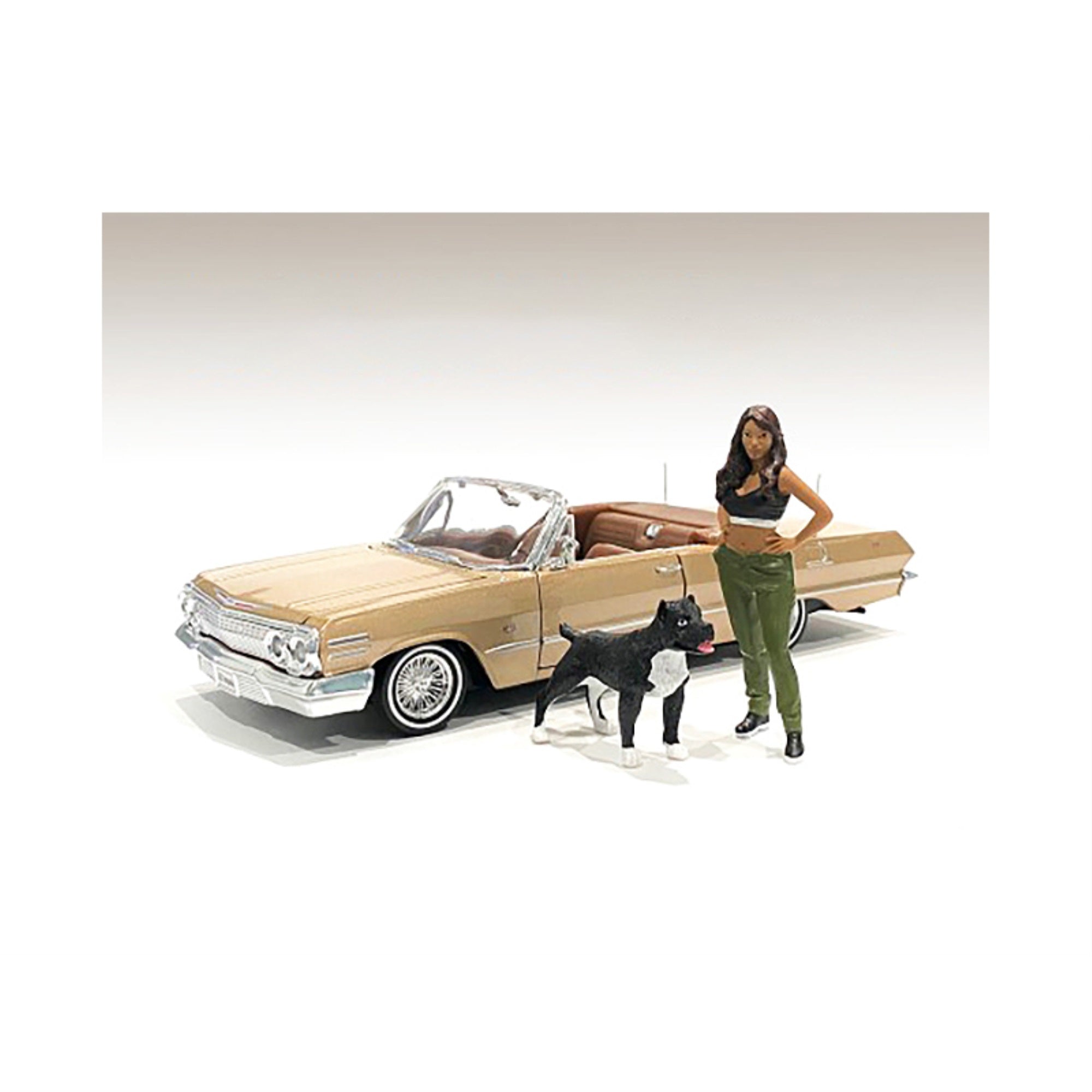 Lowriderz' Figurine Iv And A Dog For 1/18 Scale Models By American Diorama