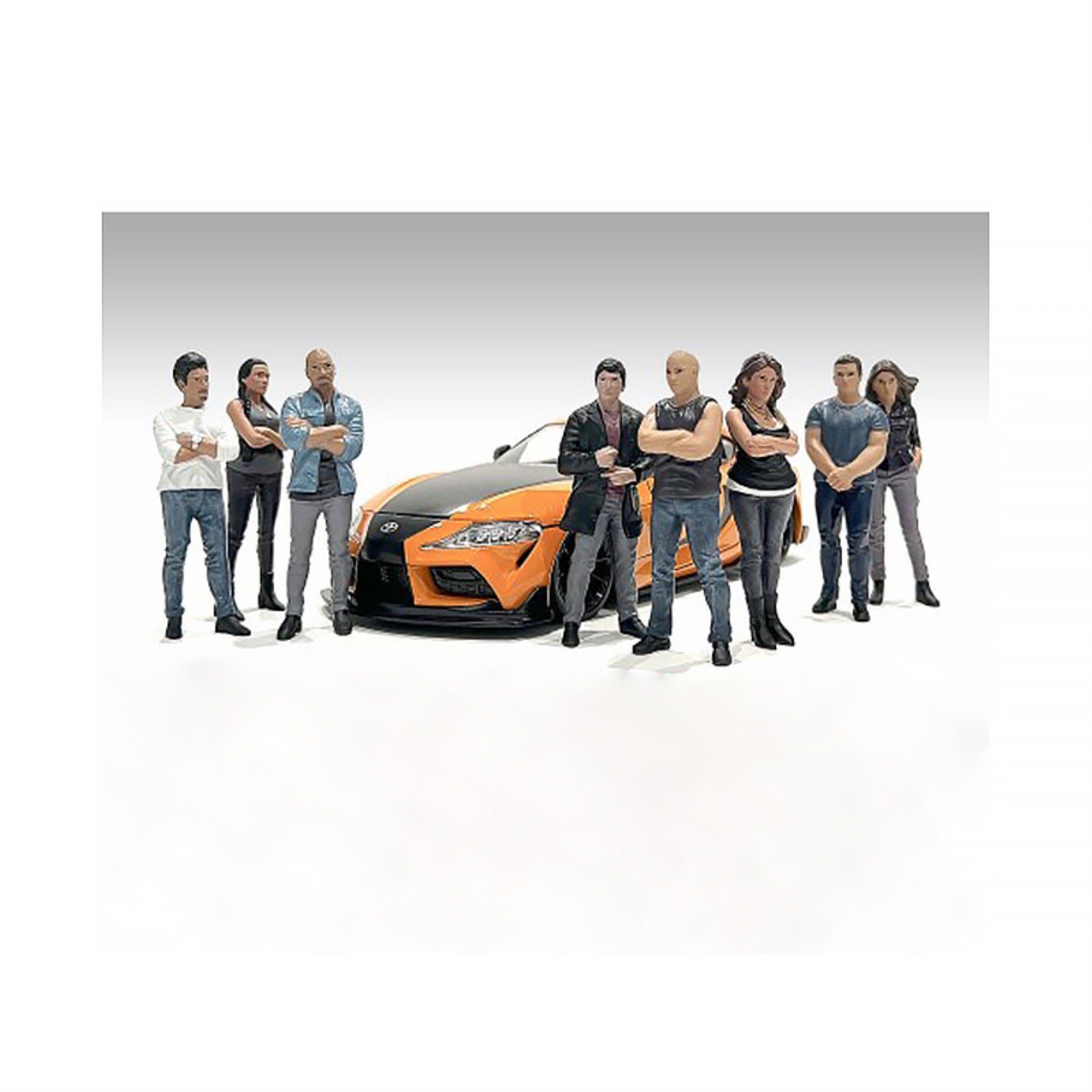 Car Meet 3' 8 Piece Figure Set For 1/18 Scale Models By American Diorama