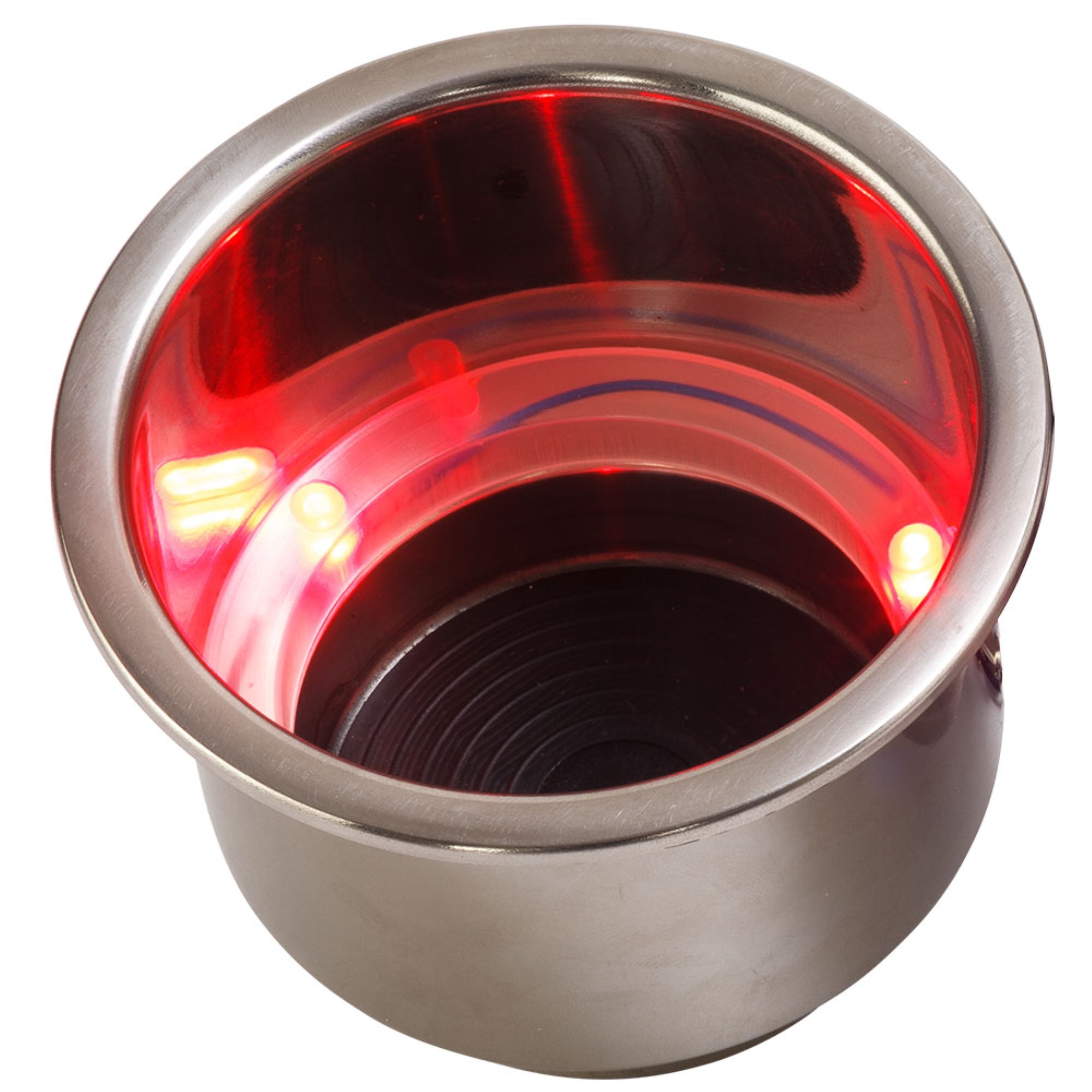 Sea Dog Ss Flush Mount Drink Holder Combo Jumbo W/Red Led