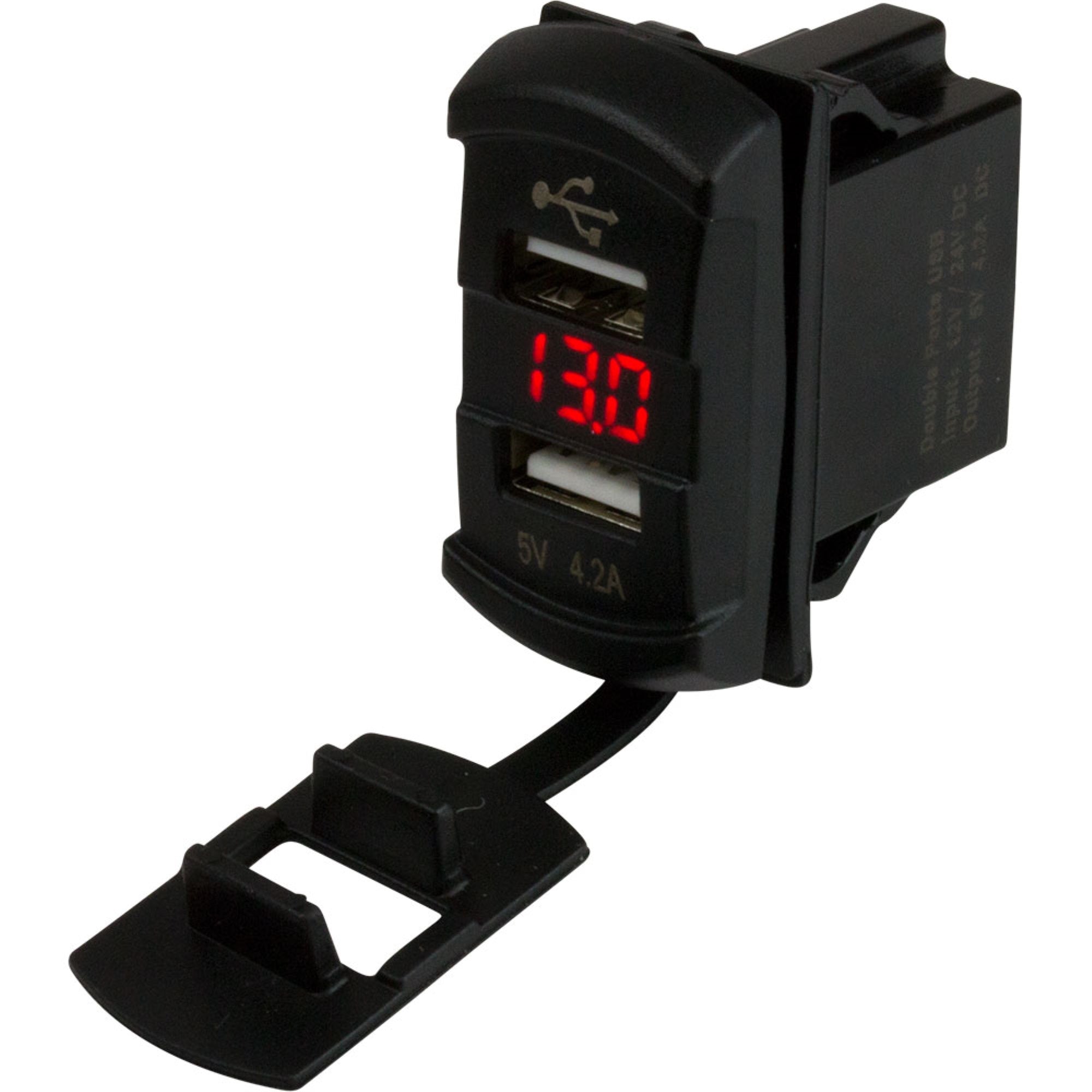 Sea Dog Rocker Dual Usb  Sockets W/Hidden Voltmeter
