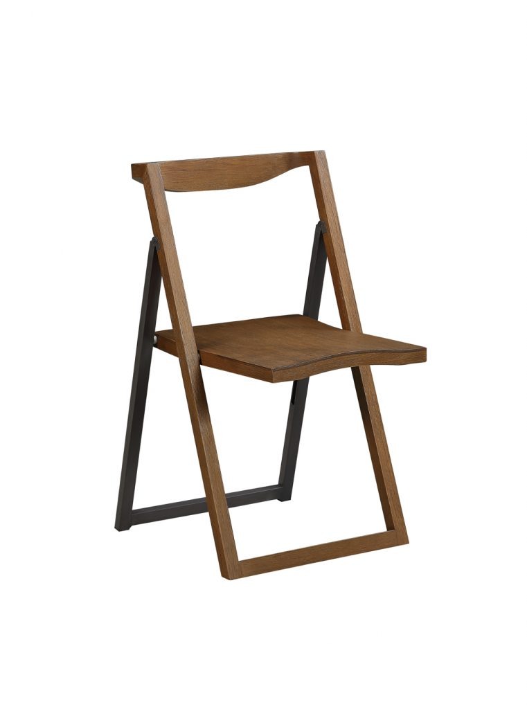 Boraam Sydney Folding Chair, Set Of 2, Chestnut Wire-Brush