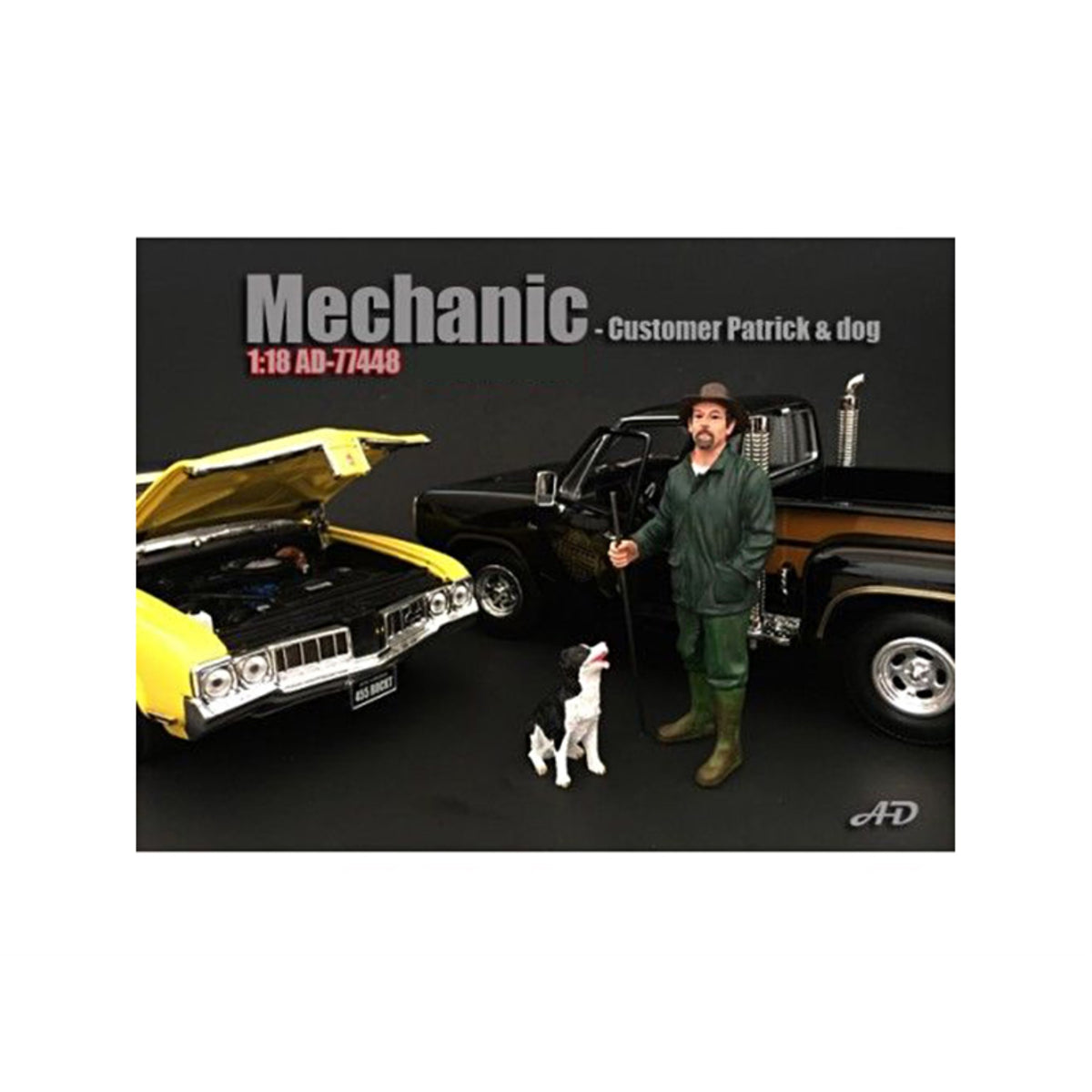 Customer Patrick And A Dog Figurine / Figure For 1:18 Models By American Diorama