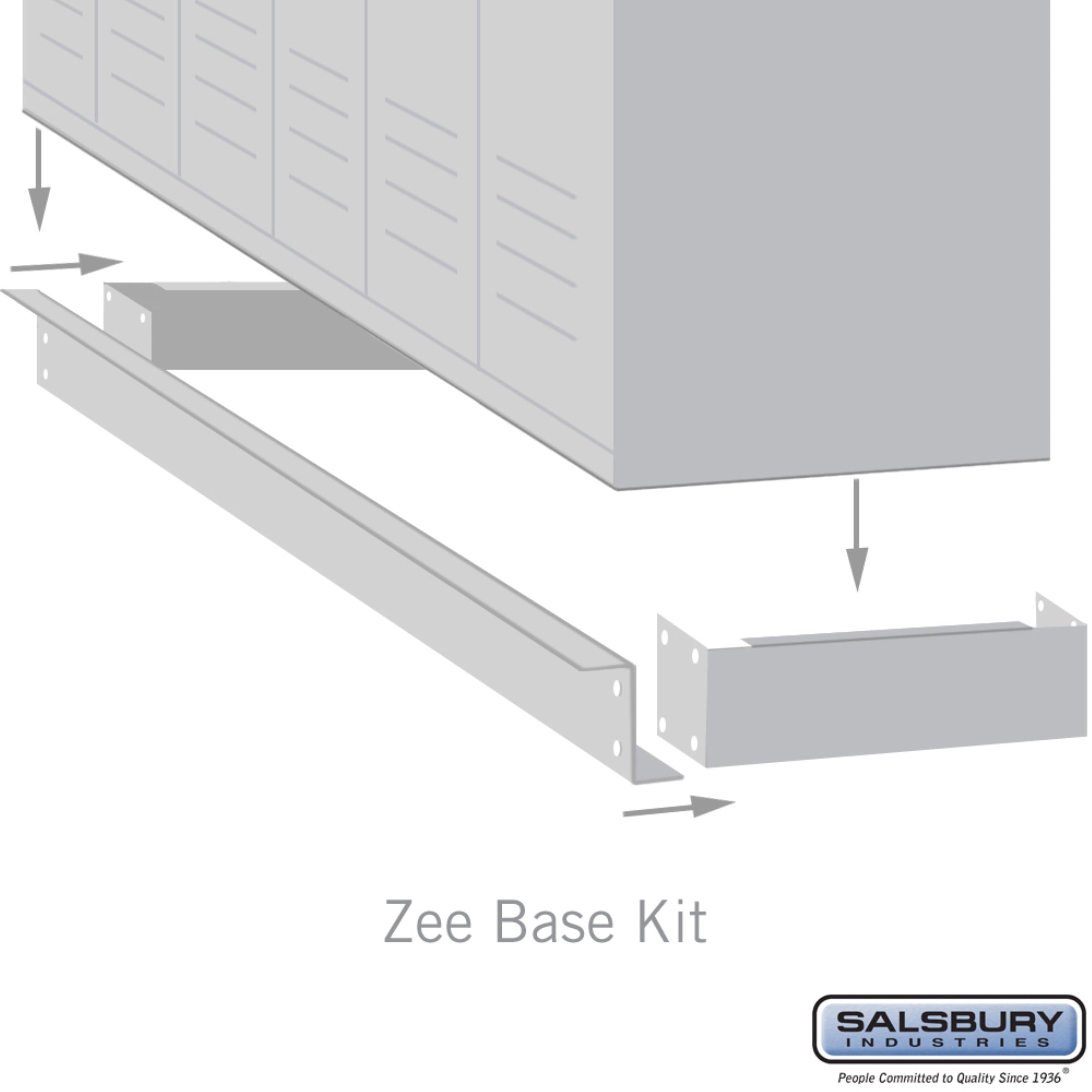 Zee Base Kit - 4 Inches High, 6 Foot Length - for 21 Inch Deep Metal Lockers (Includes 6 Foot Front Base, 2 End Bases, Corner Splicer and 4 Rear Legs) - Tan