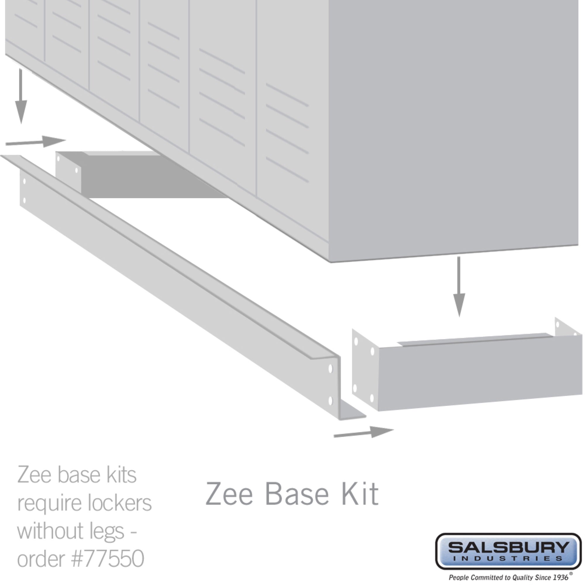 Zee Base Kit - 4 Inches High, 6 Foot Length - for 18 Inch Deep Metal Lockers (Includes 6 Foot Front Base, 2 End Bases, Corner Splicer and 4 Rear Legs) - Tan