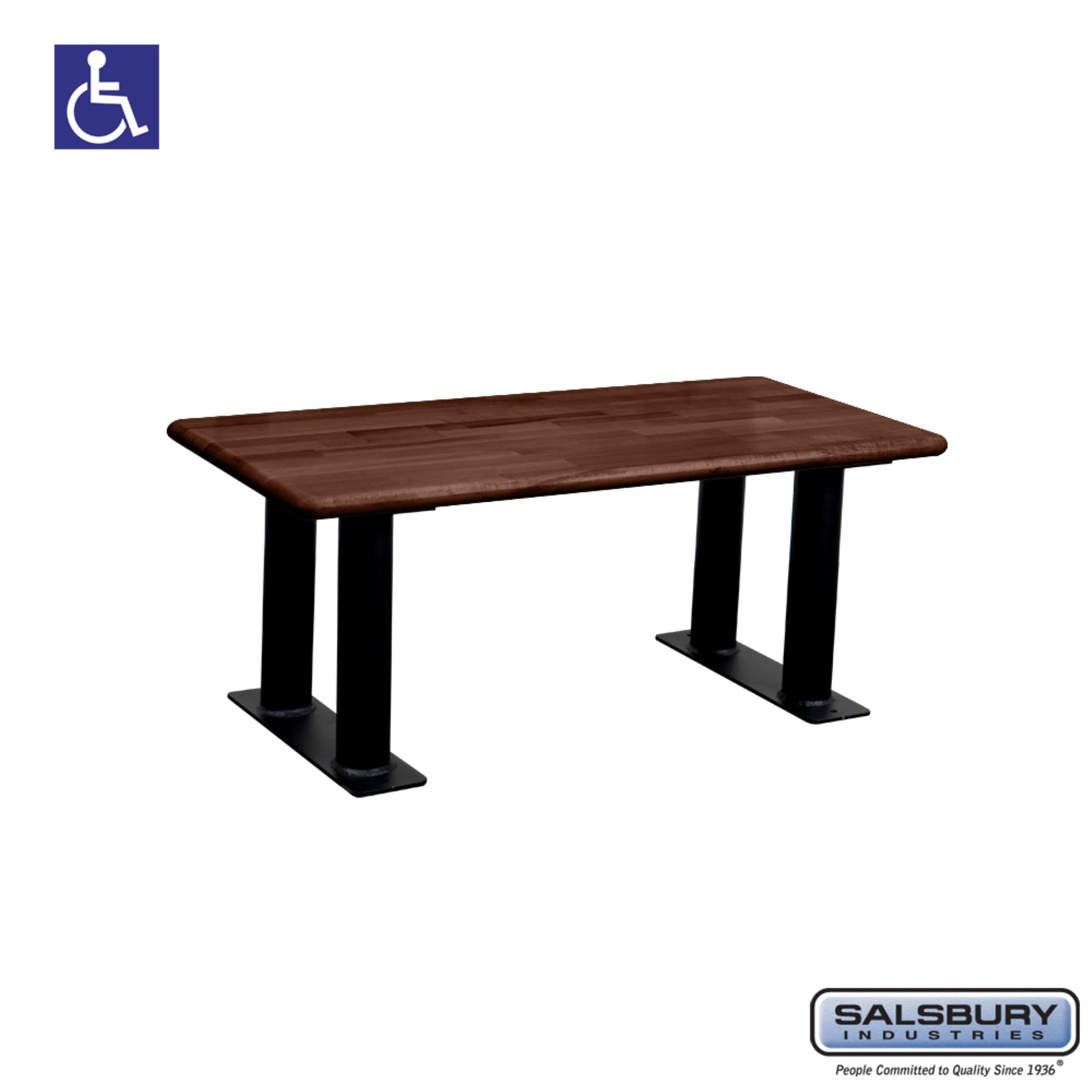 Wood ADA Locker Bench - 42 Inches Wide - Dark Finish