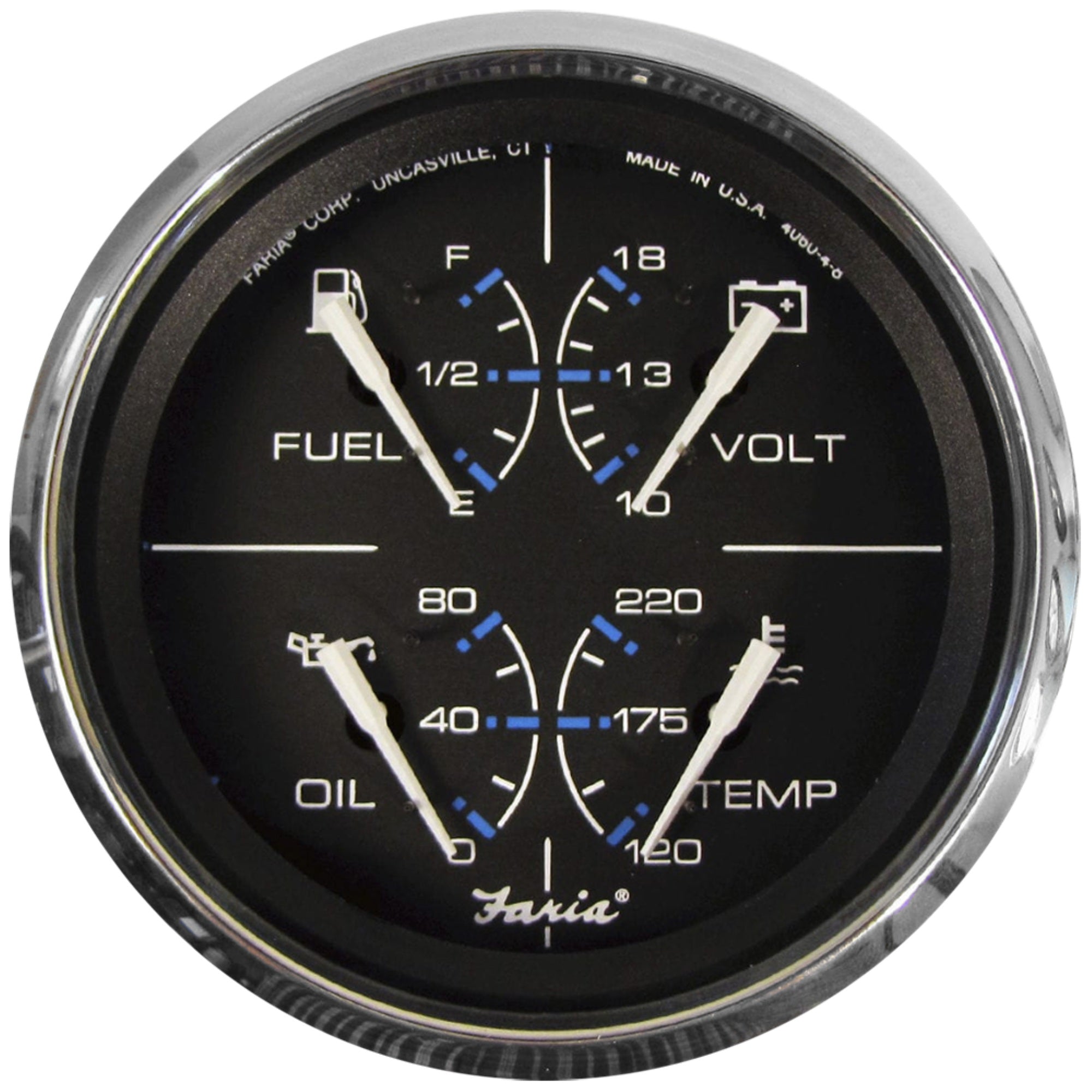 Faria Chesapeake Black 4'  Multifunction Gauge - Fuel,